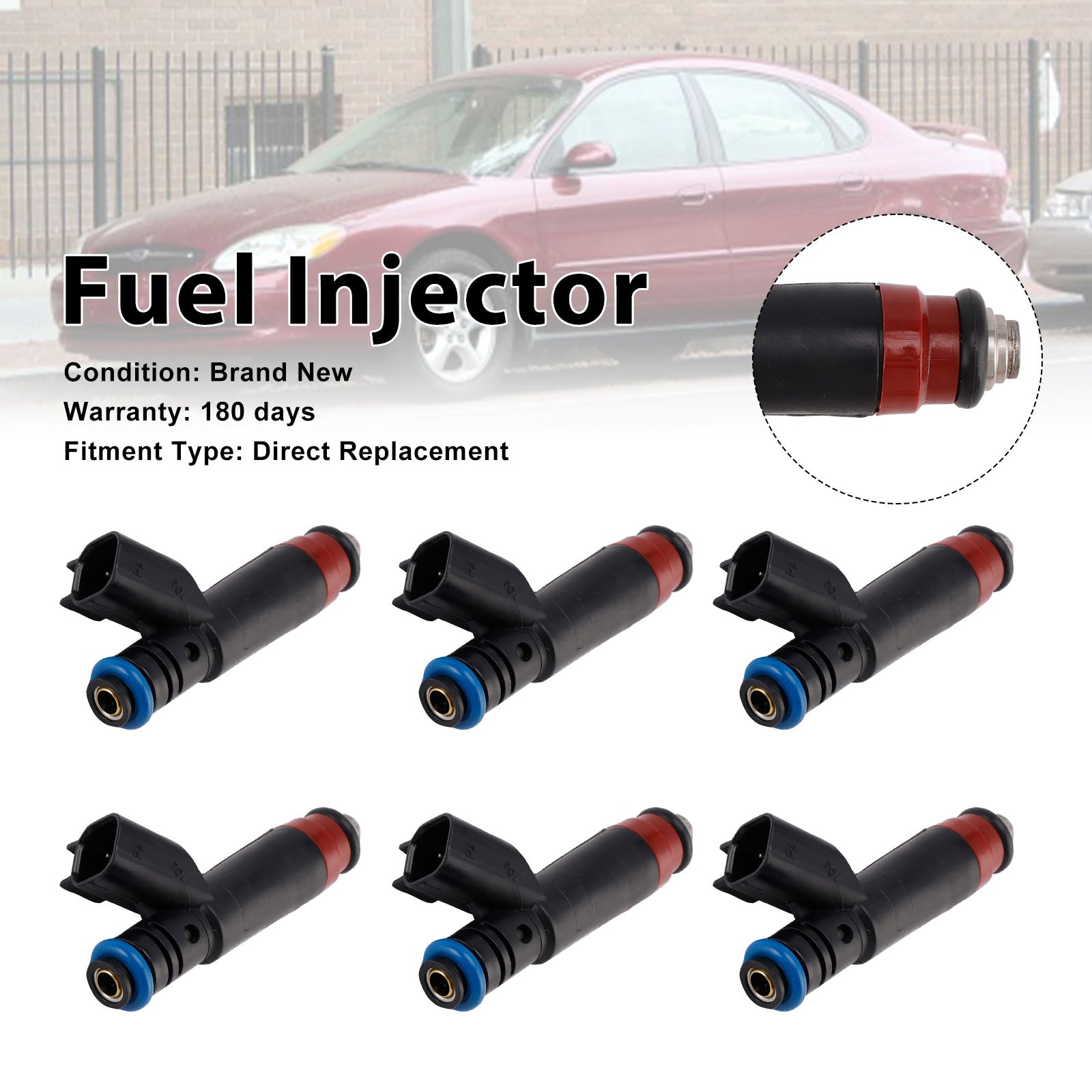 6Pcs Fuel Injector For Ford Taurus 3.0L V6 2006-2007 6F1E-A4A 6F1EA4A
