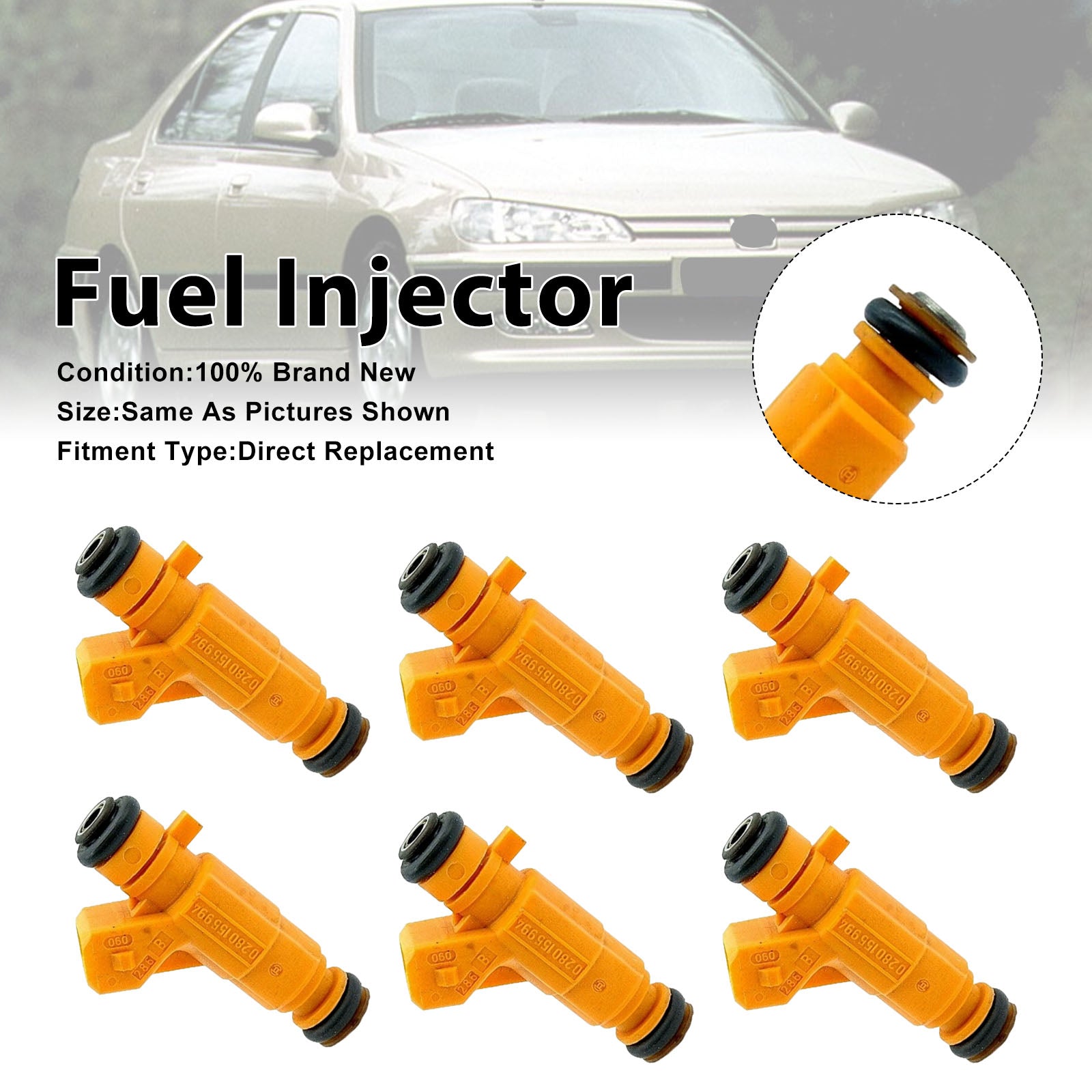 6Pcs Fuel Injector For Peugeot 607 For Renault Clio II 2000-02 0280155994