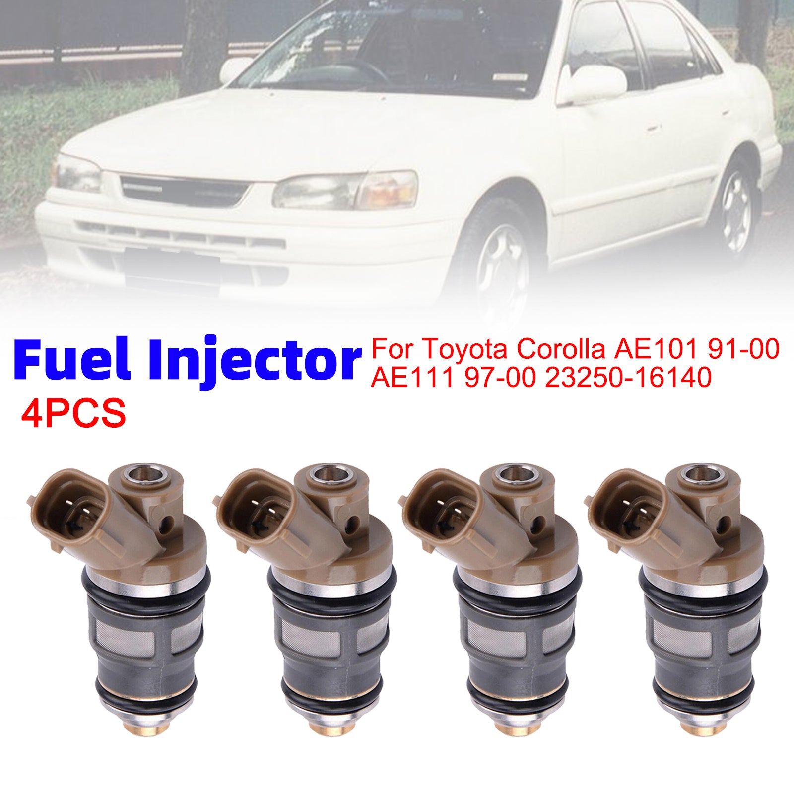 4Pcs Fuel Injector For Toyota Corolla AE101 91-00 AE111 97-00 23250-16140