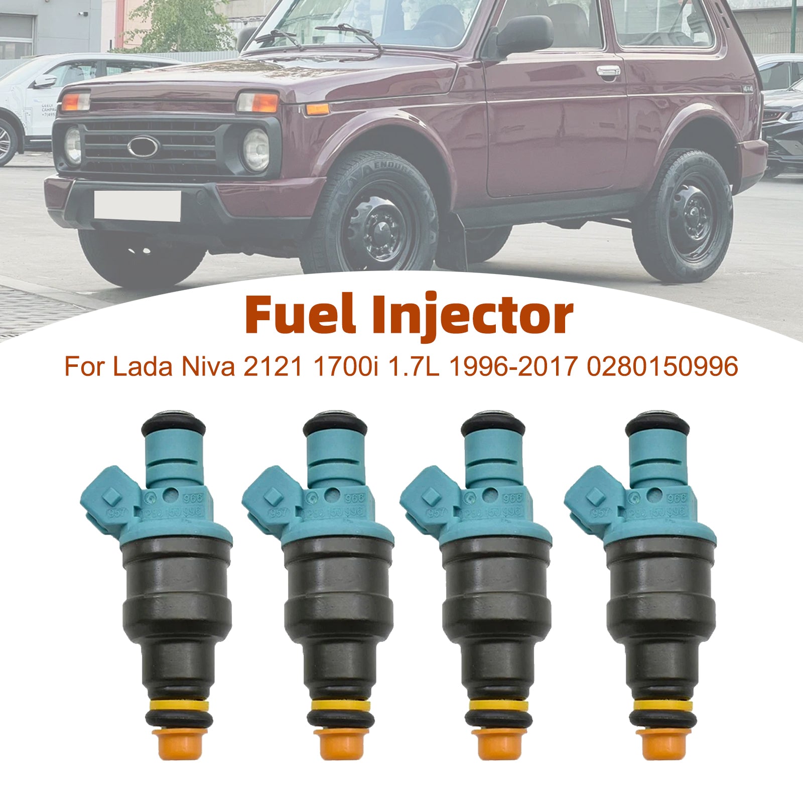 4Pcs Fuel Injector For Lada Niva 2121 1700i 1.7L 1996-2017 0280150996