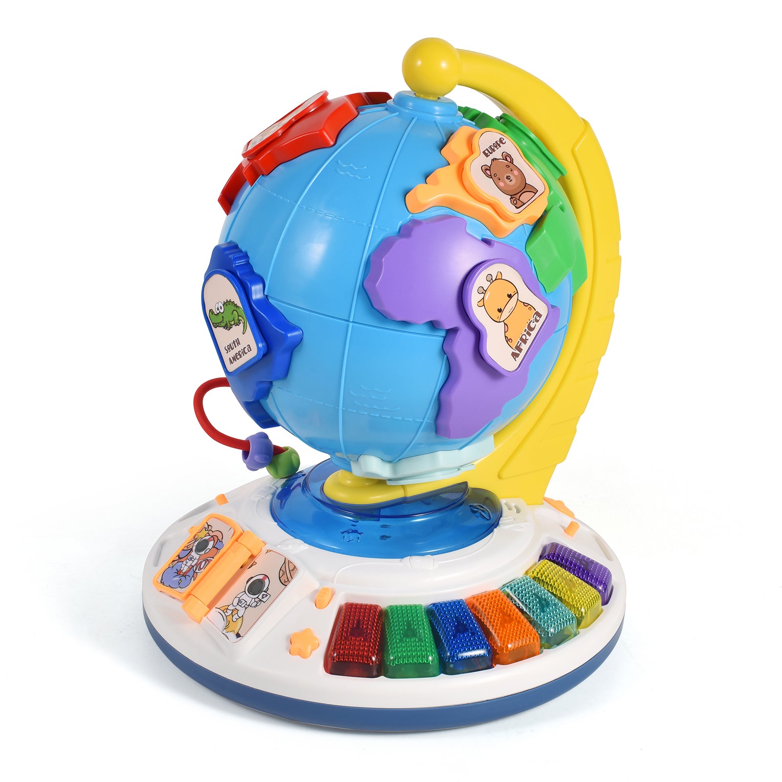 5In1 Interactive Light Up Globe With Sound,Puzzle,Bead Maze And World Map Toy
