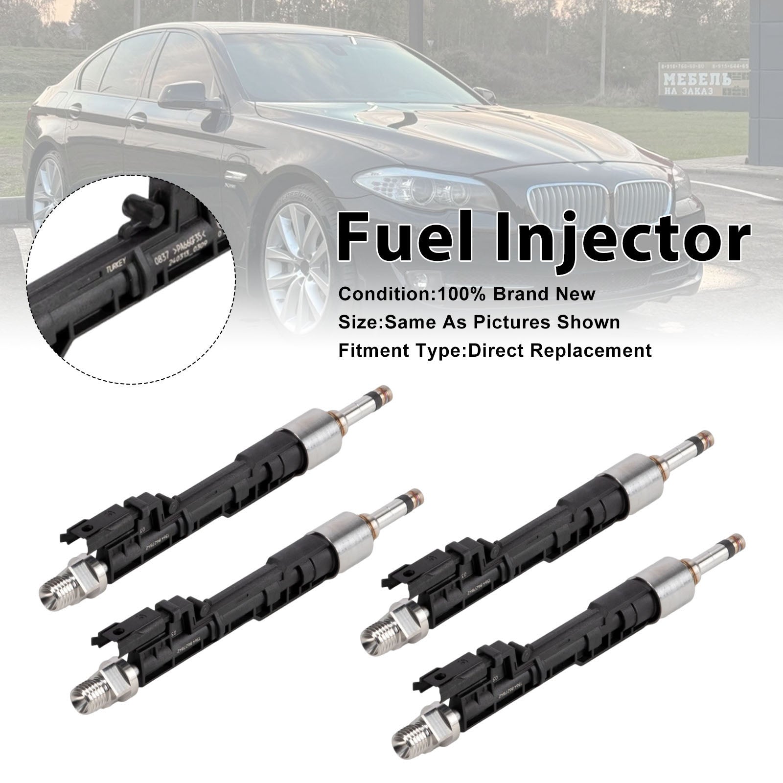 4Pcs Fuel Injector For BMW F10/F11 13-17 F06/F12/F13 2012-2018 0261500186