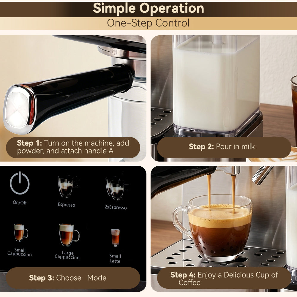 20 Bar Espresso Machine With Automatic Milk Frother Cappuccino Latte Machines