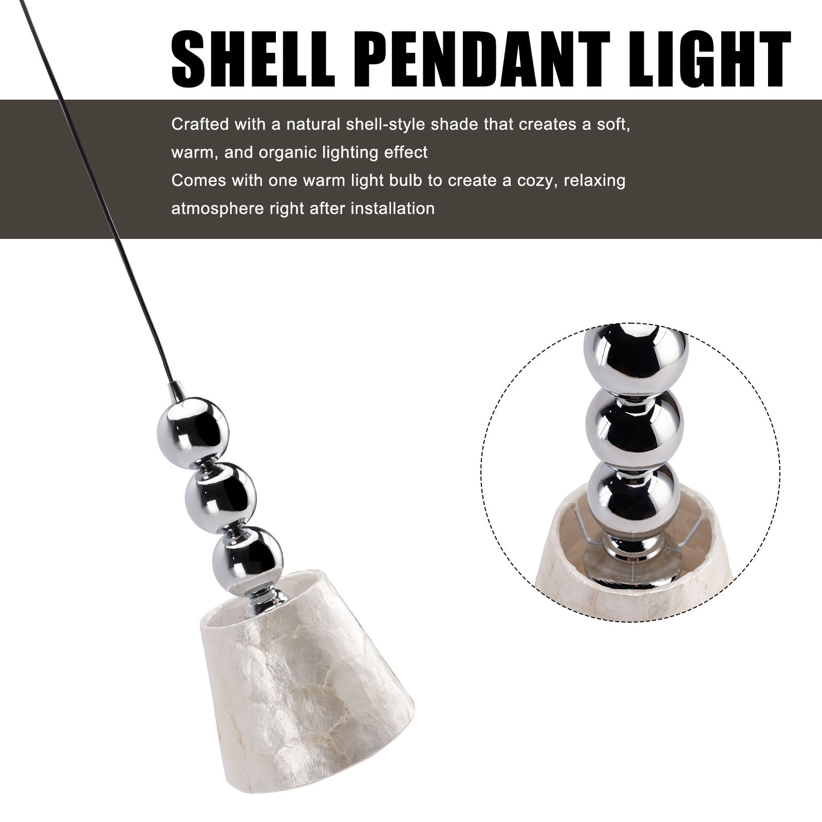 1-light 6.9" Natural Capiz Seashell Pendant Light