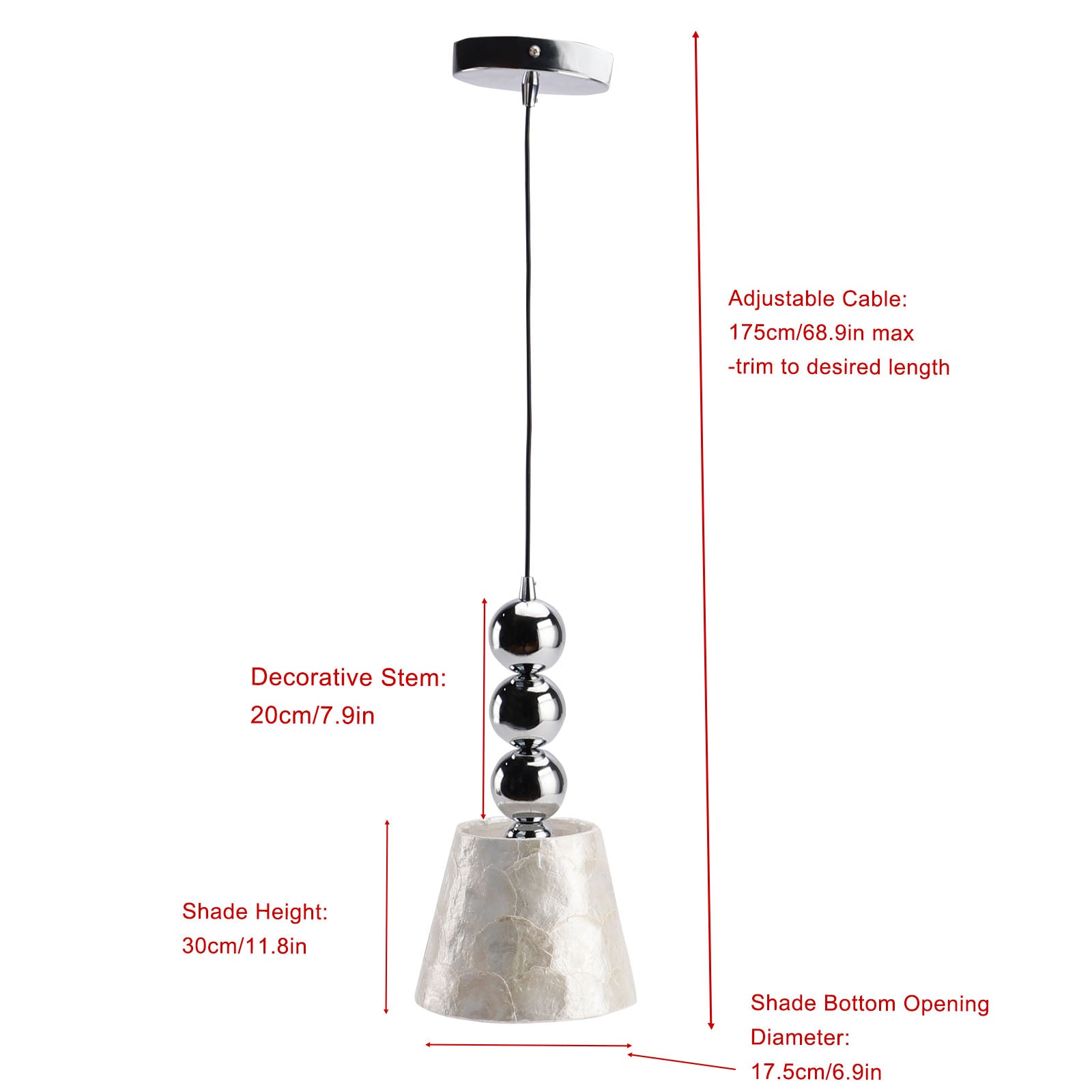 1-light 6.9" Natural Capiz Seashell Pendant Light