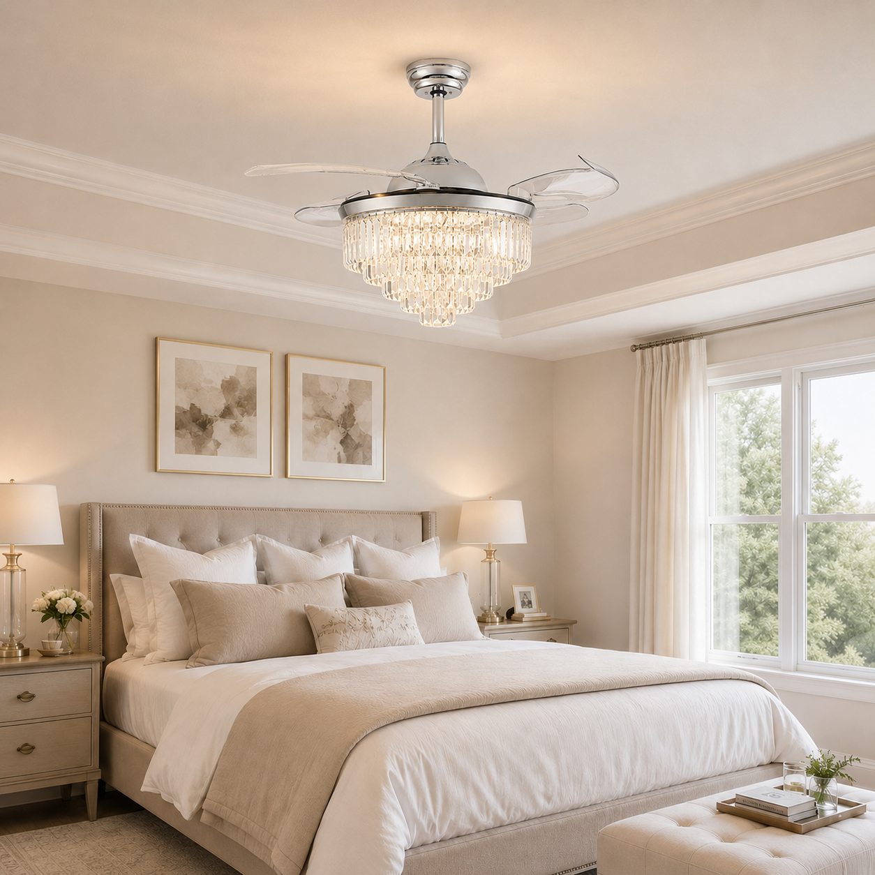 42" Crystal Ceiling Fan with Light