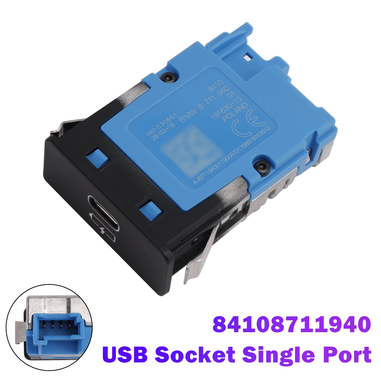 USB Socket Single Port For BMW X1 X2 X3 X4 X5 X6 X7 M3 M4 Z4 84108711940