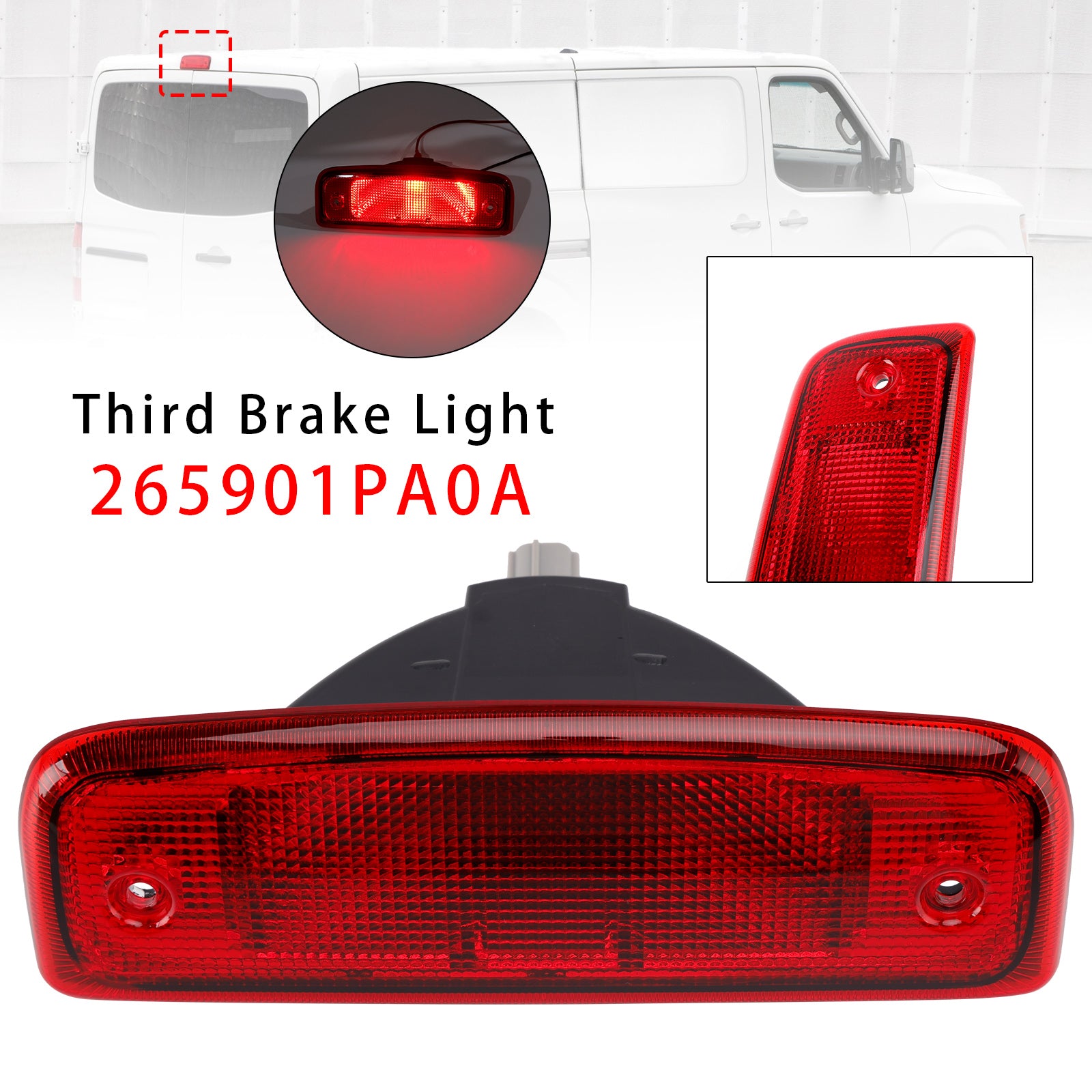 Third Brake Light Assembly 923-153 For Nissan NV1500 NV2500 NV3500 2012-2021