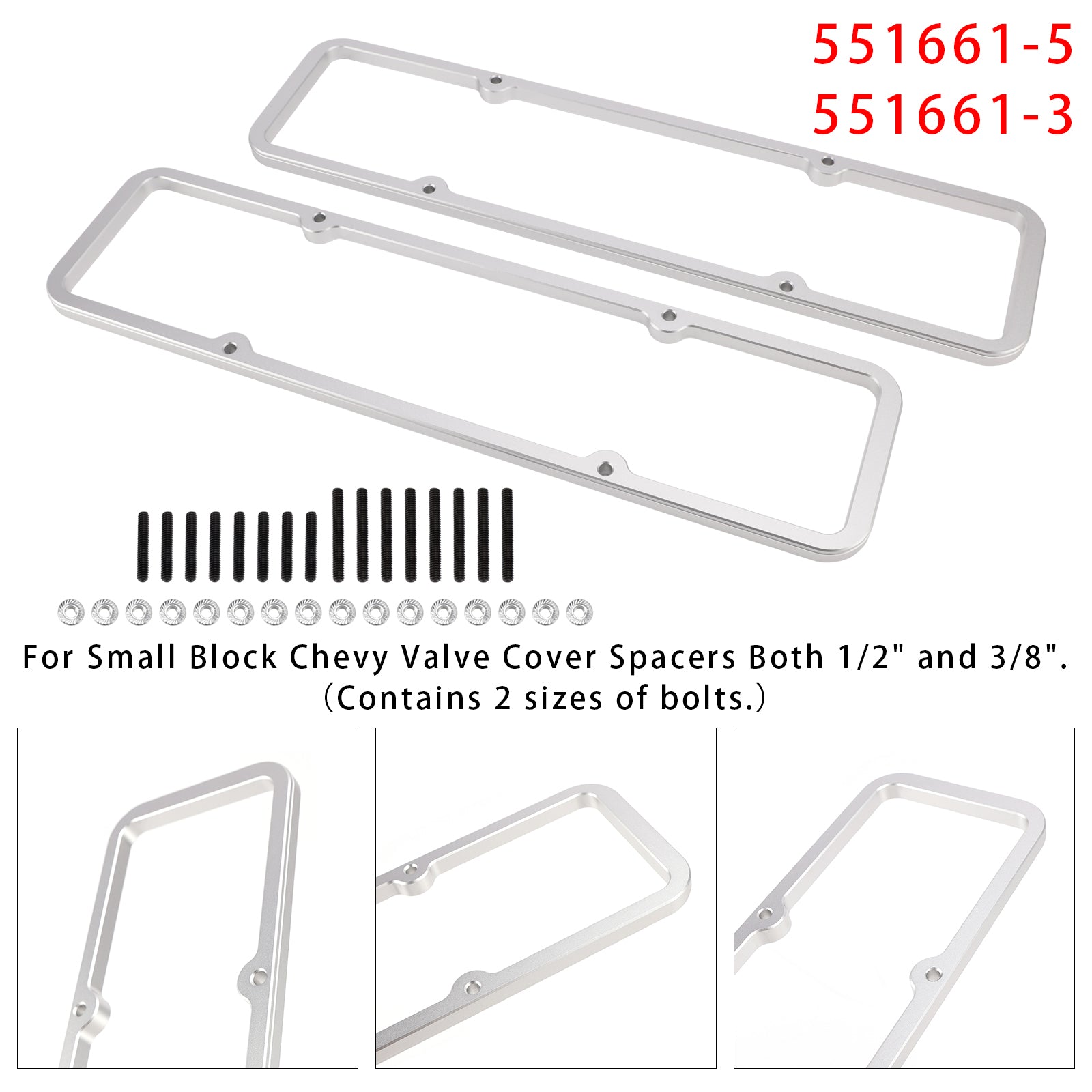 Small Block 1/2"3/8" Valve Cover Spacer 500 Riser 350 For Shaft Mount Roller
