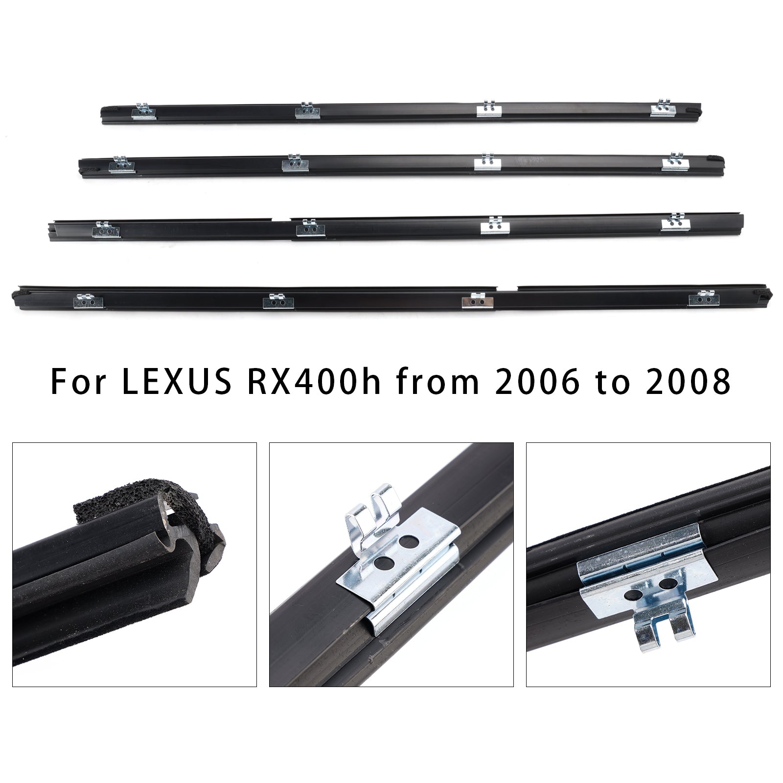 4Pcs Window Weatherstrip For Lexus RX330 RX350 RH400h 2004-2008