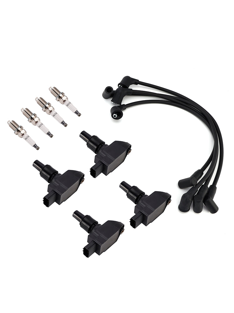4*Ignition Coils & Iridium Spark Plugs & Wires UF501 For Mazda RX-8 1.3L R2