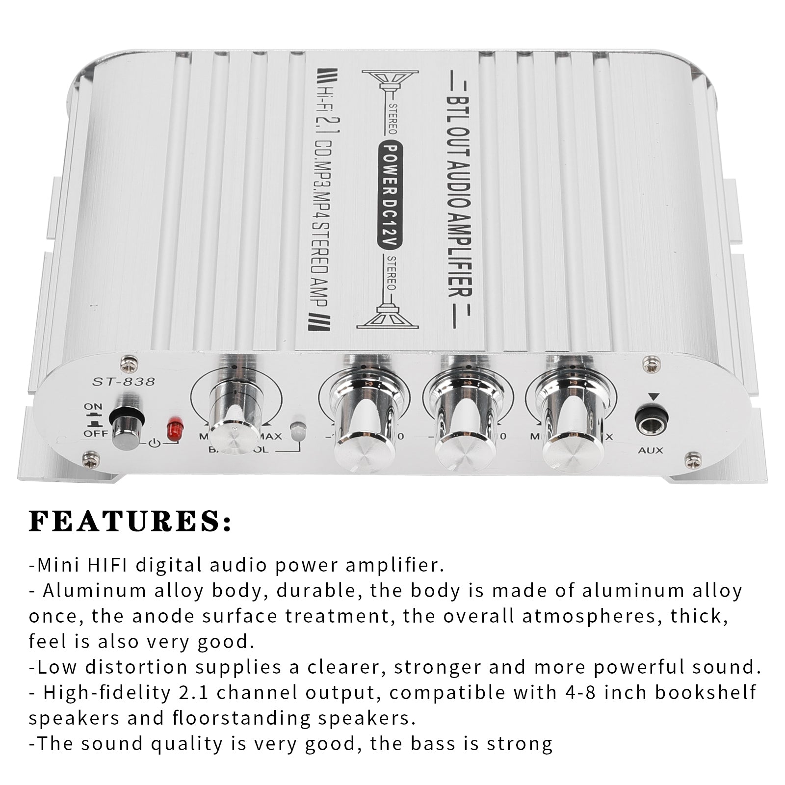 2.1 Bluetooth Stereo Hifi Car Home Car Audio Car Amplifier AMP Sound Speaker EDR