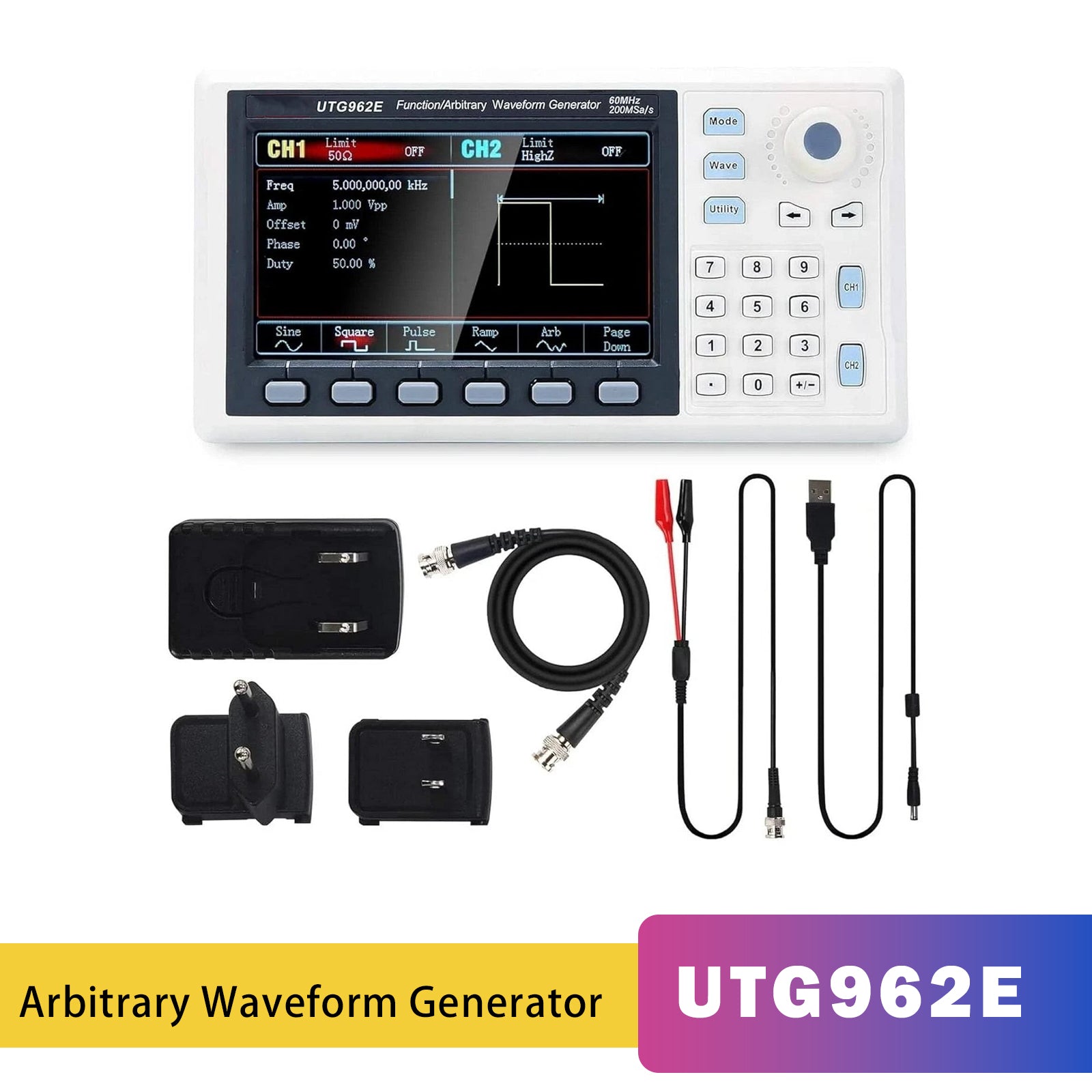 UTG962E Arbitrary Waveform Generator Function Generator Kit 60Mhz 200MSa/s
