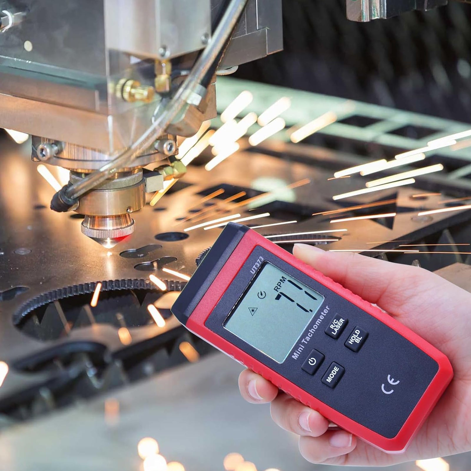 UT373 LCD Digital Mini Non-contact Laser Tachometer RPM Speed Tester