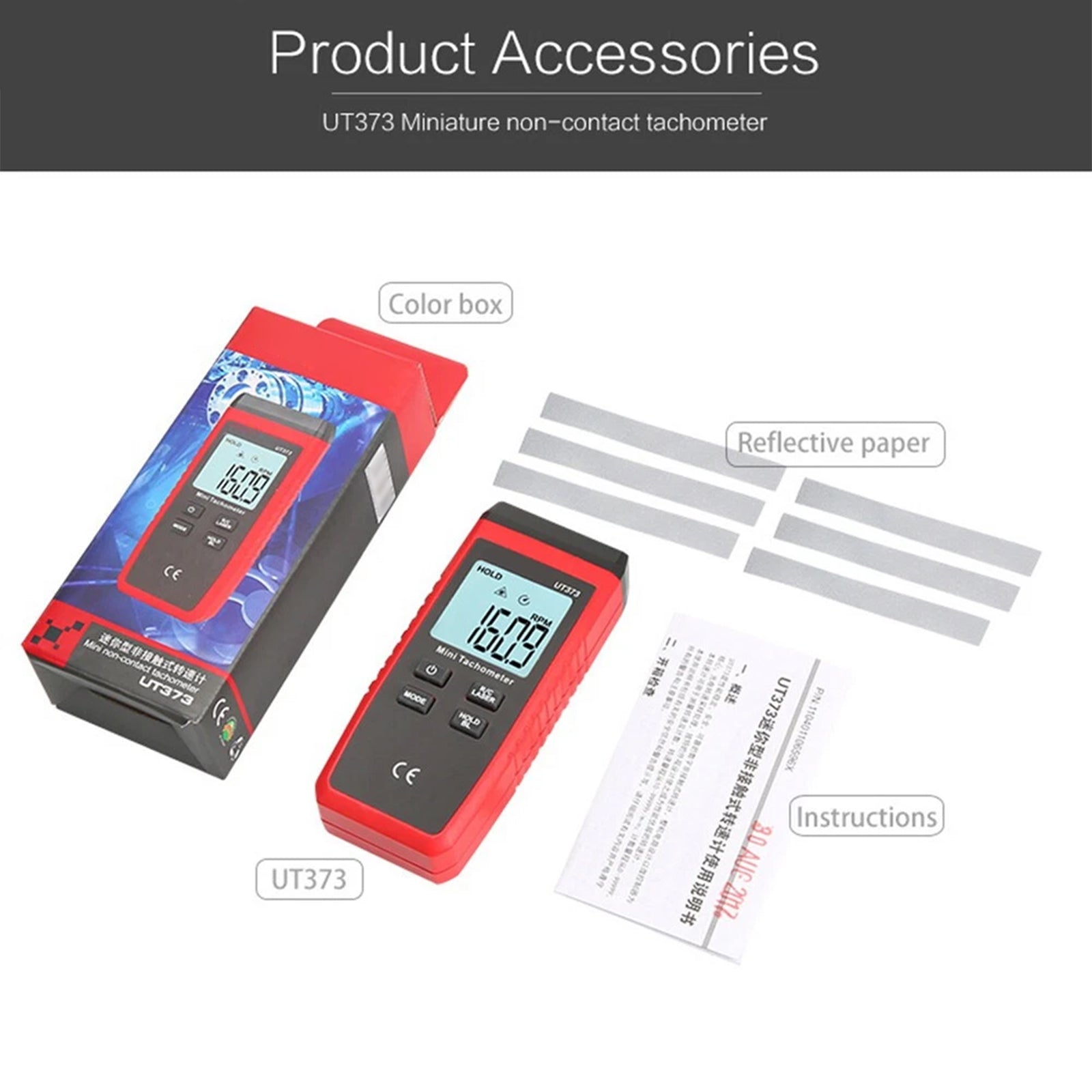 UT373 LCD Digital Mini Non-contact Laser Tachometer RPM Speed Tester