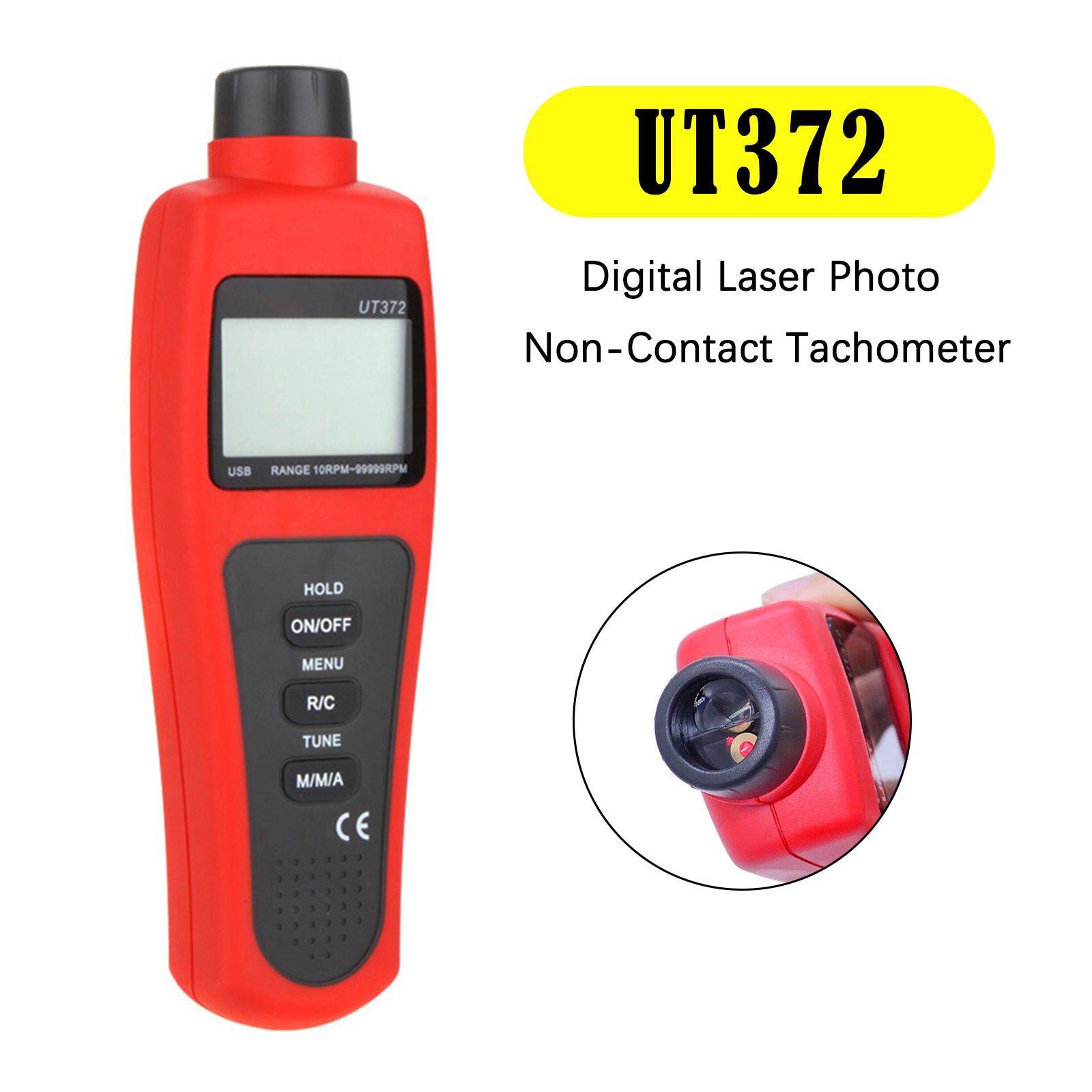 UT372 Digital Laser Photo Non-Contact Tachometer Wide Range USB Interface