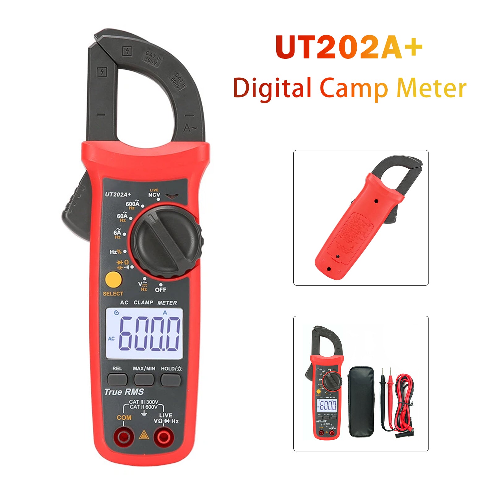 UT202A+ Digital Clamp Meter Multimeter Voltage 600A AC Current Resistance