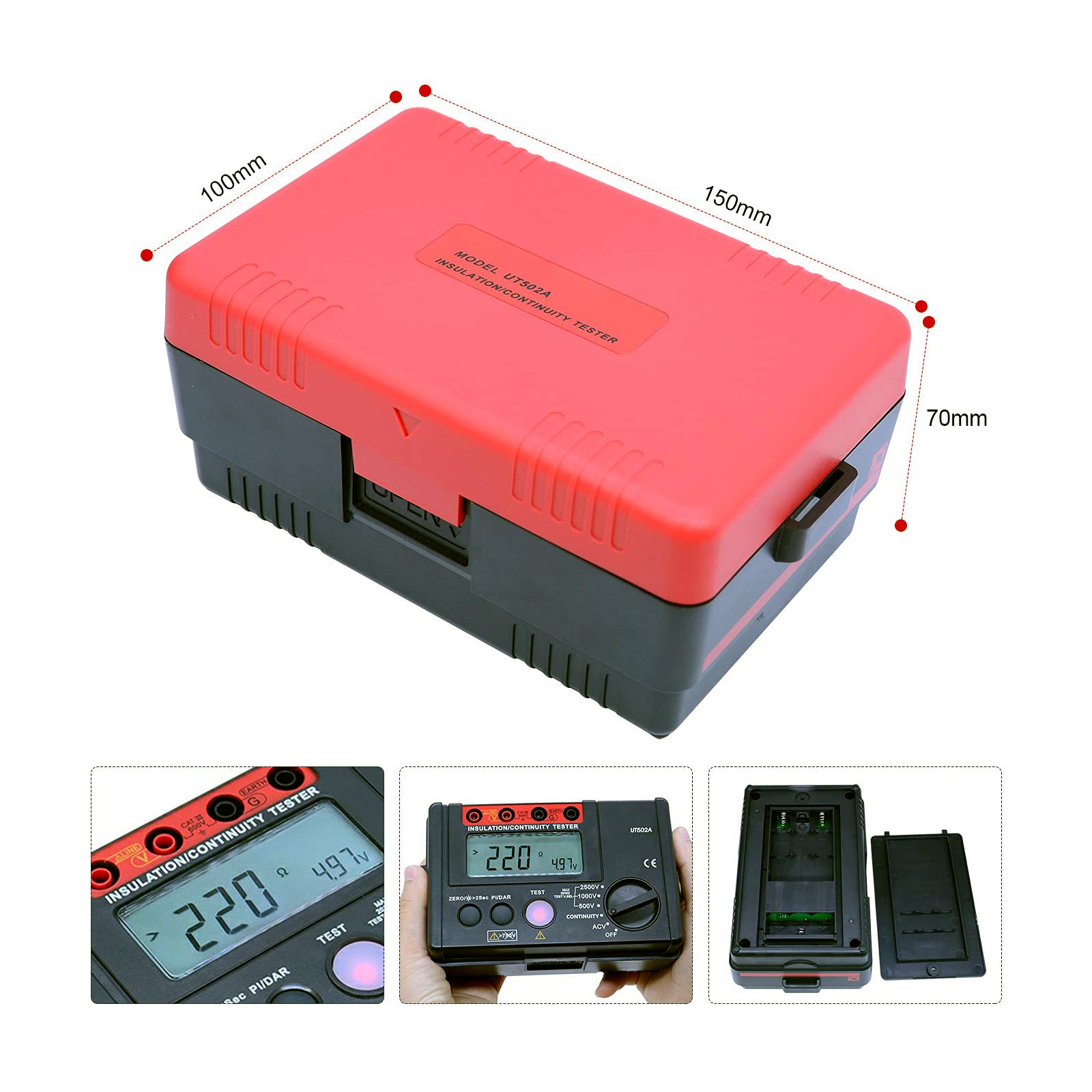 UT502A 2500V Insulation Resistance Meter Ground Tester Megohmmeter Volt