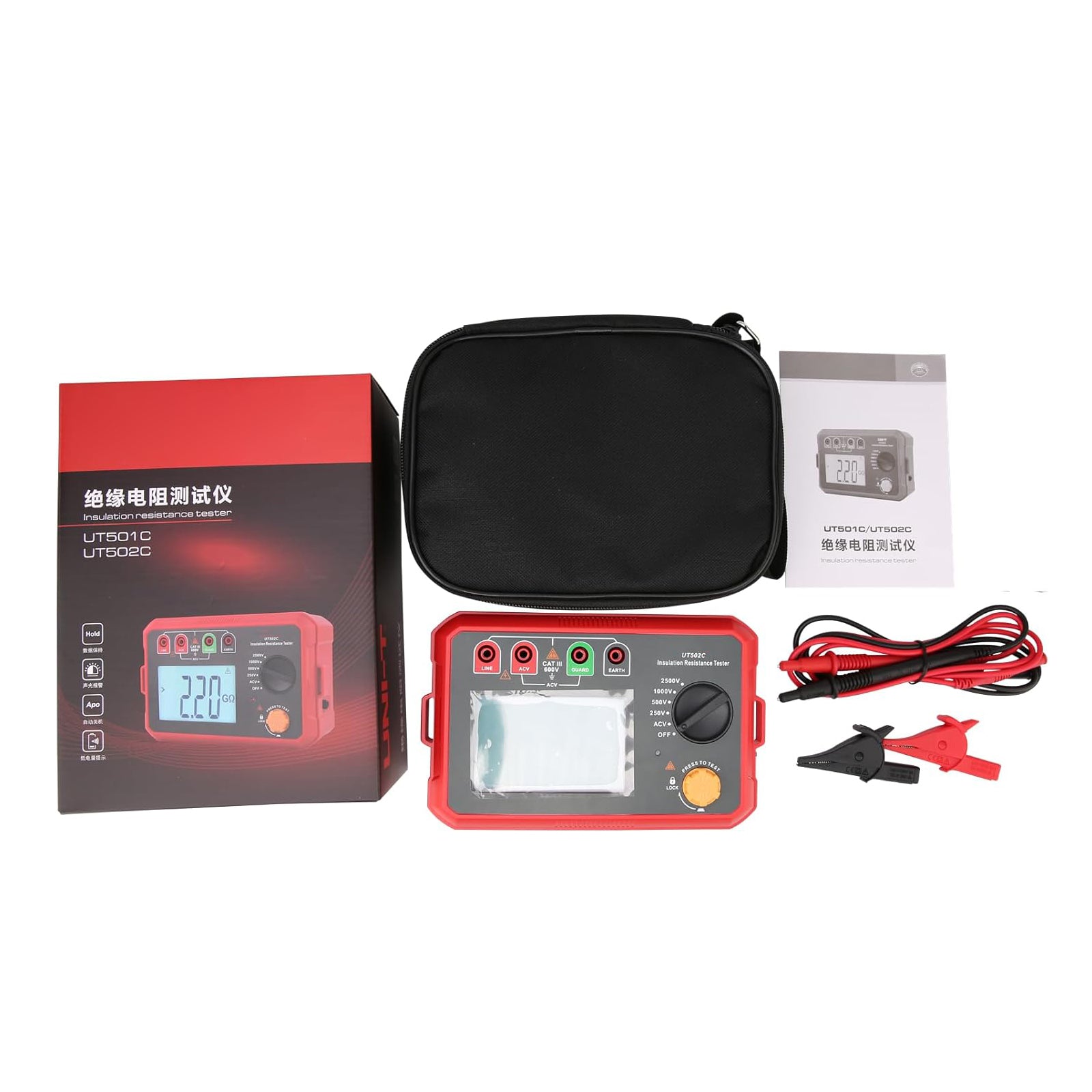 UT502C 2500V Insulation Resistance Meter Ground Tester Megohmmeter Volt