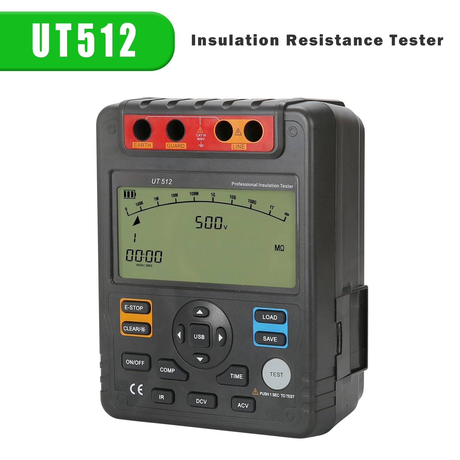UT512 Insulation Resistance Testers Voltmeter Auto Range 2500V 100GĪ©
