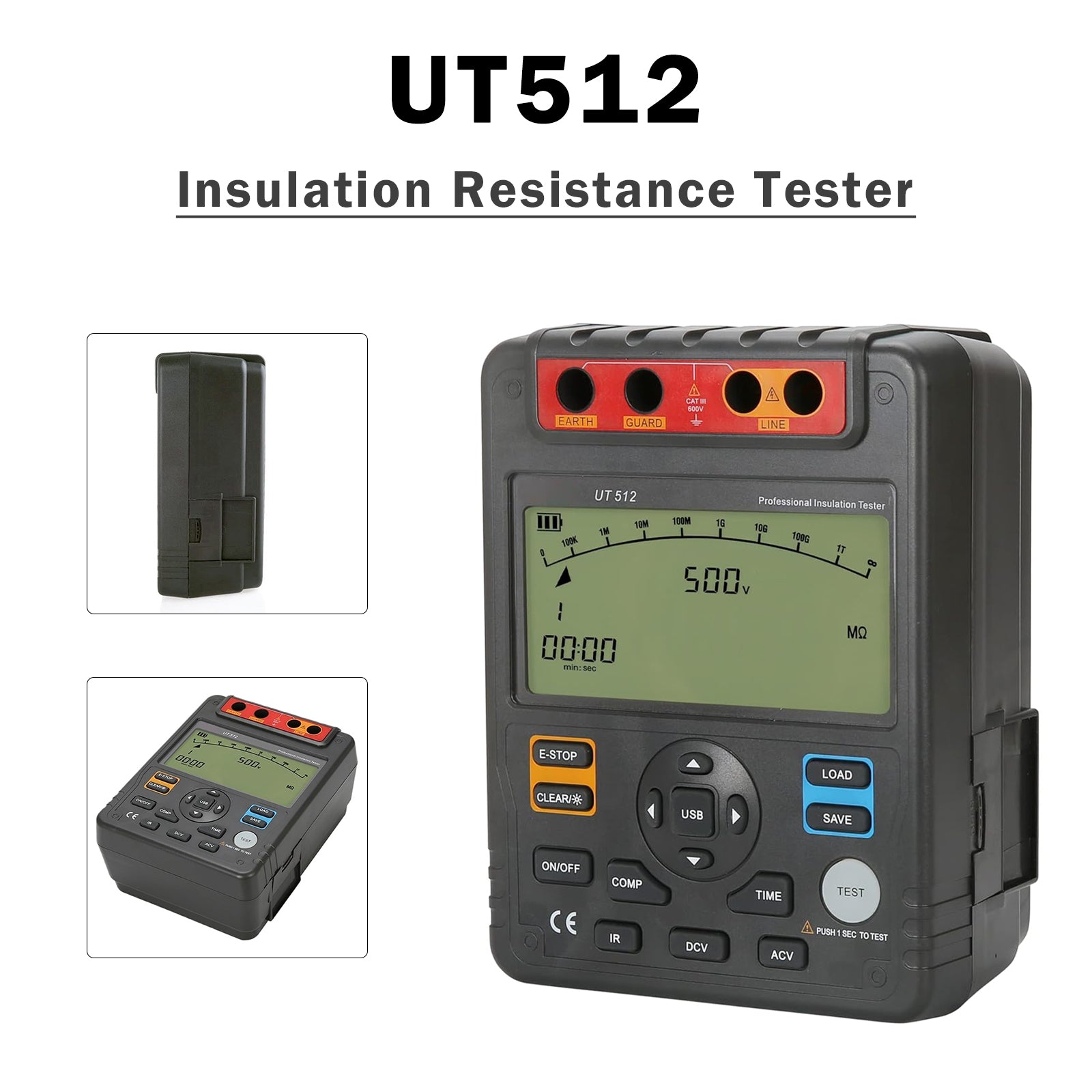 UT512 Insulation Resistance Testers Voltmeter Auto Range 2500V 100GĪ©