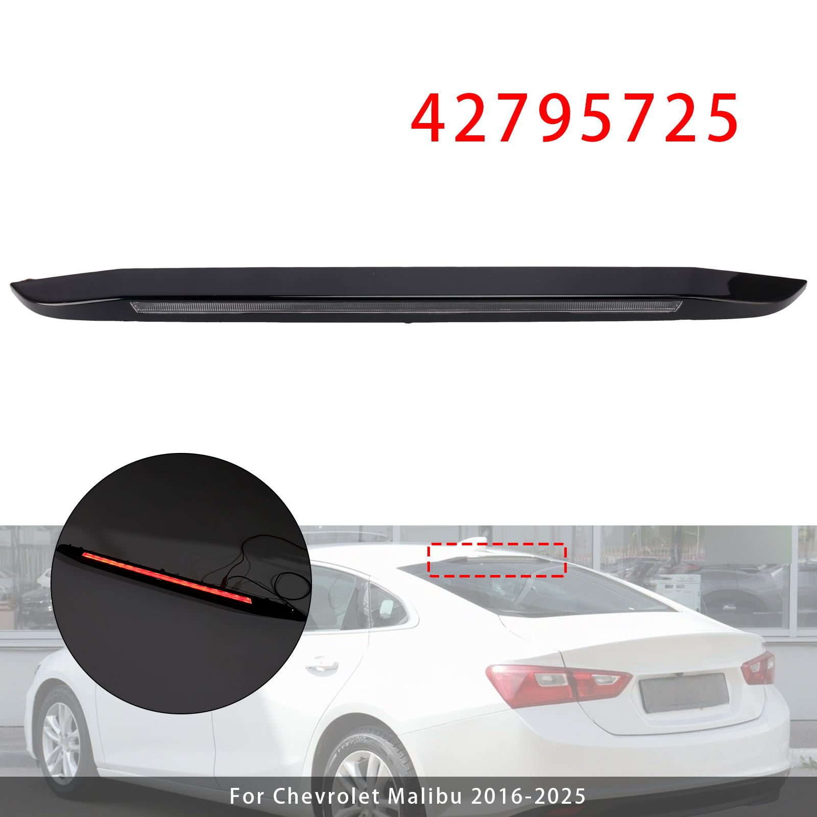 Center High Mount Third Brake Tail Lamp 42795725 For Chevrolet Malibu 2016-2025