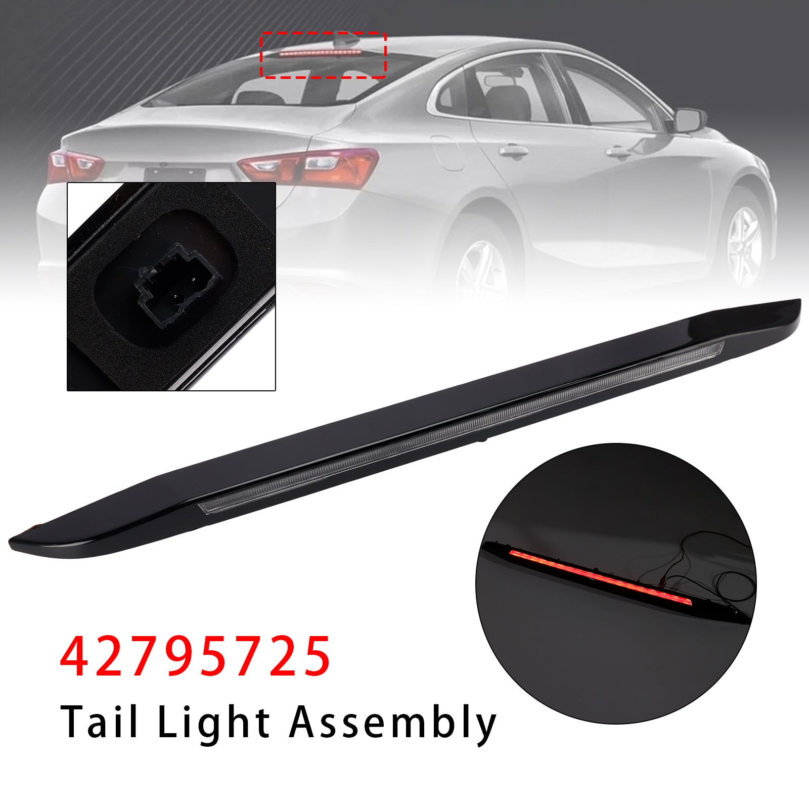 Center High Mount Third Brake Tail Lamp 42795725 For Chevrolet Malibu 2016-2025