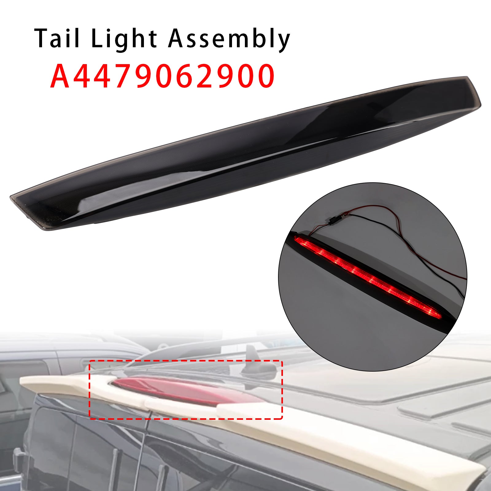 Third Brake Light Lamp For Mercedes Vito (W447) 14-2020 Barn Door Models Smoked