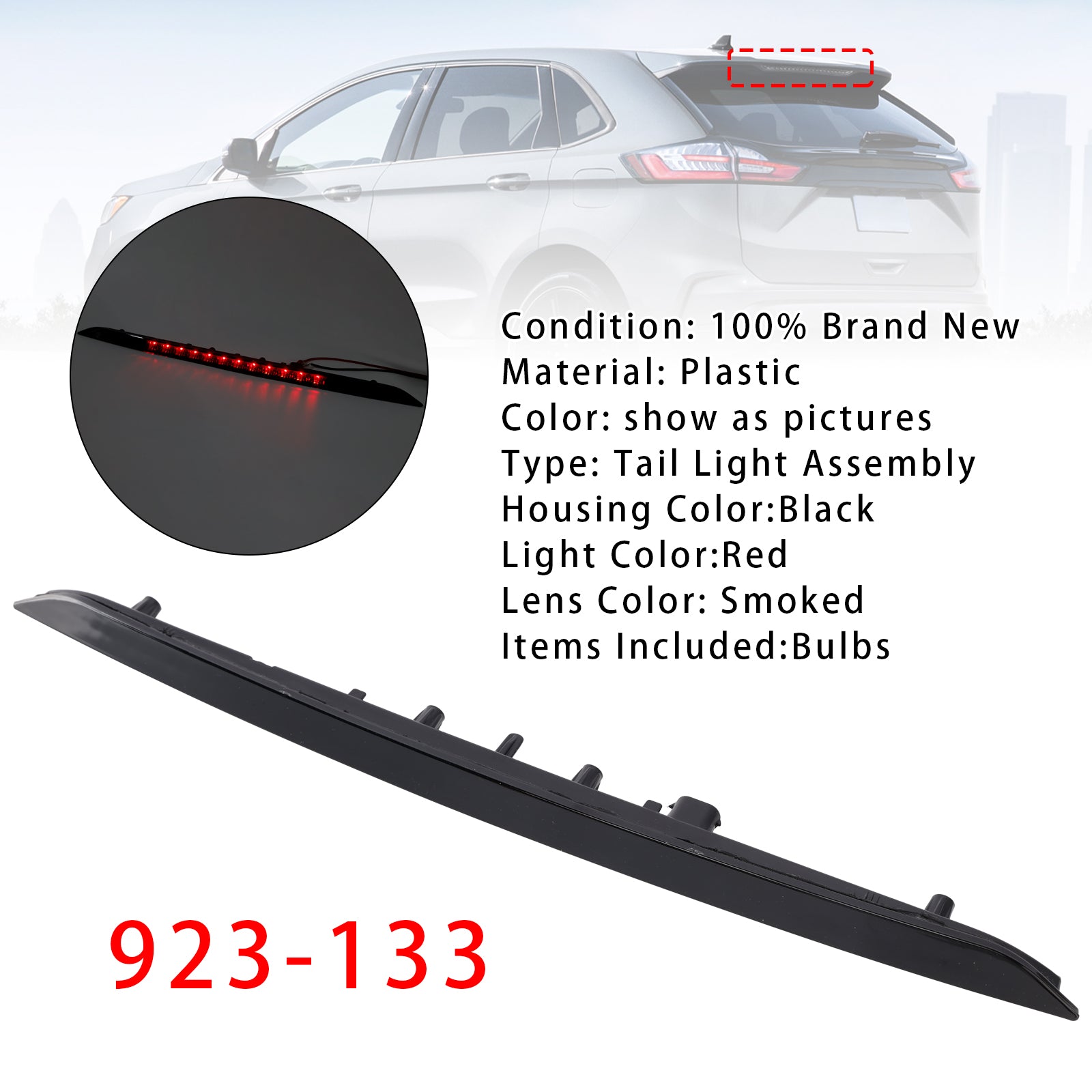 Led Third Brake Light Lamp 923-133 For Ford Edge 2015-2020 Smoked