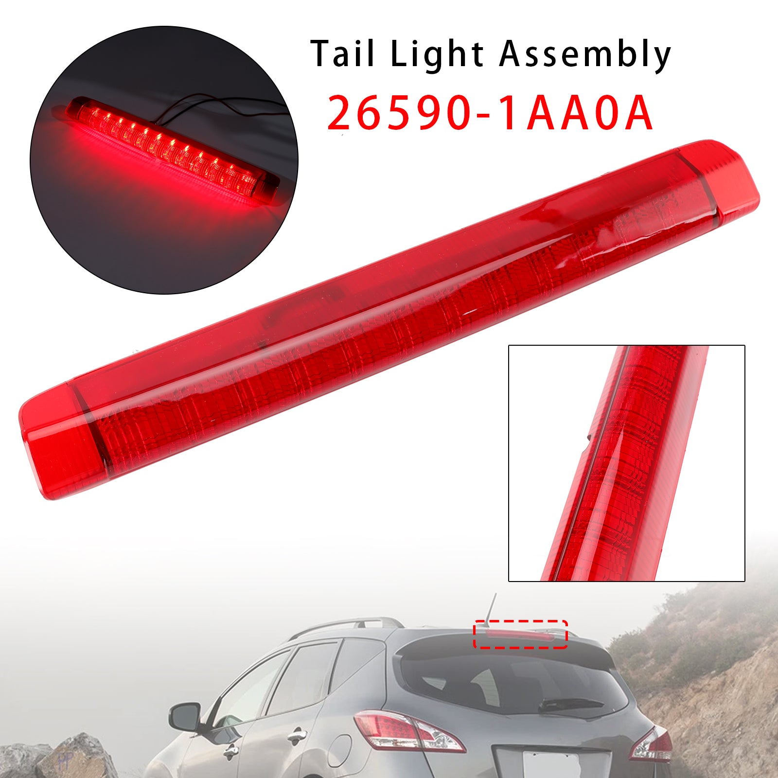 Led Third Brake Light Lamp 26590-1AA0A For Nissan Murano 2009-2014 Red