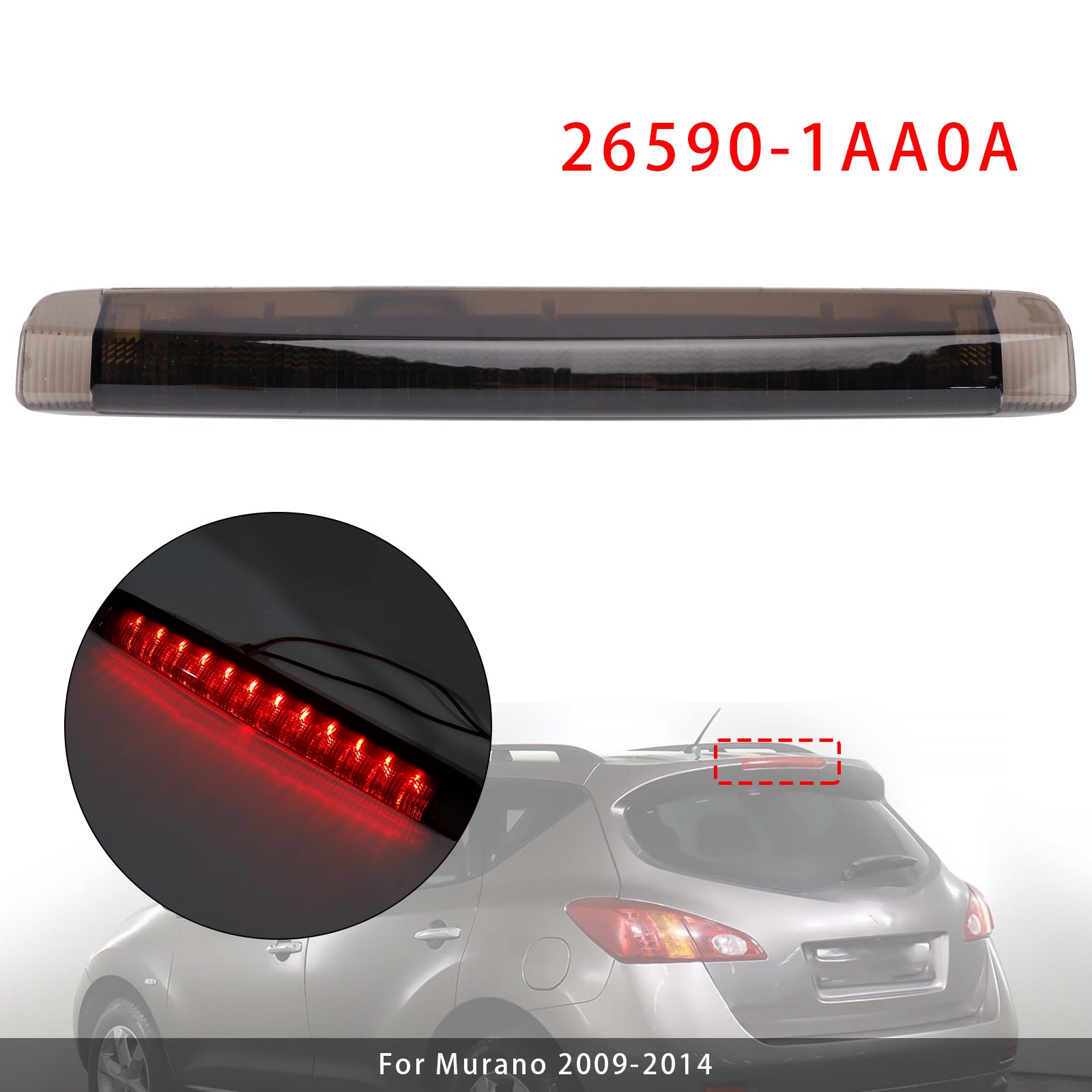 Led Third Brake Light Lamp 26590-1AA0A For Nissan Murano 2009-2014 Smoked