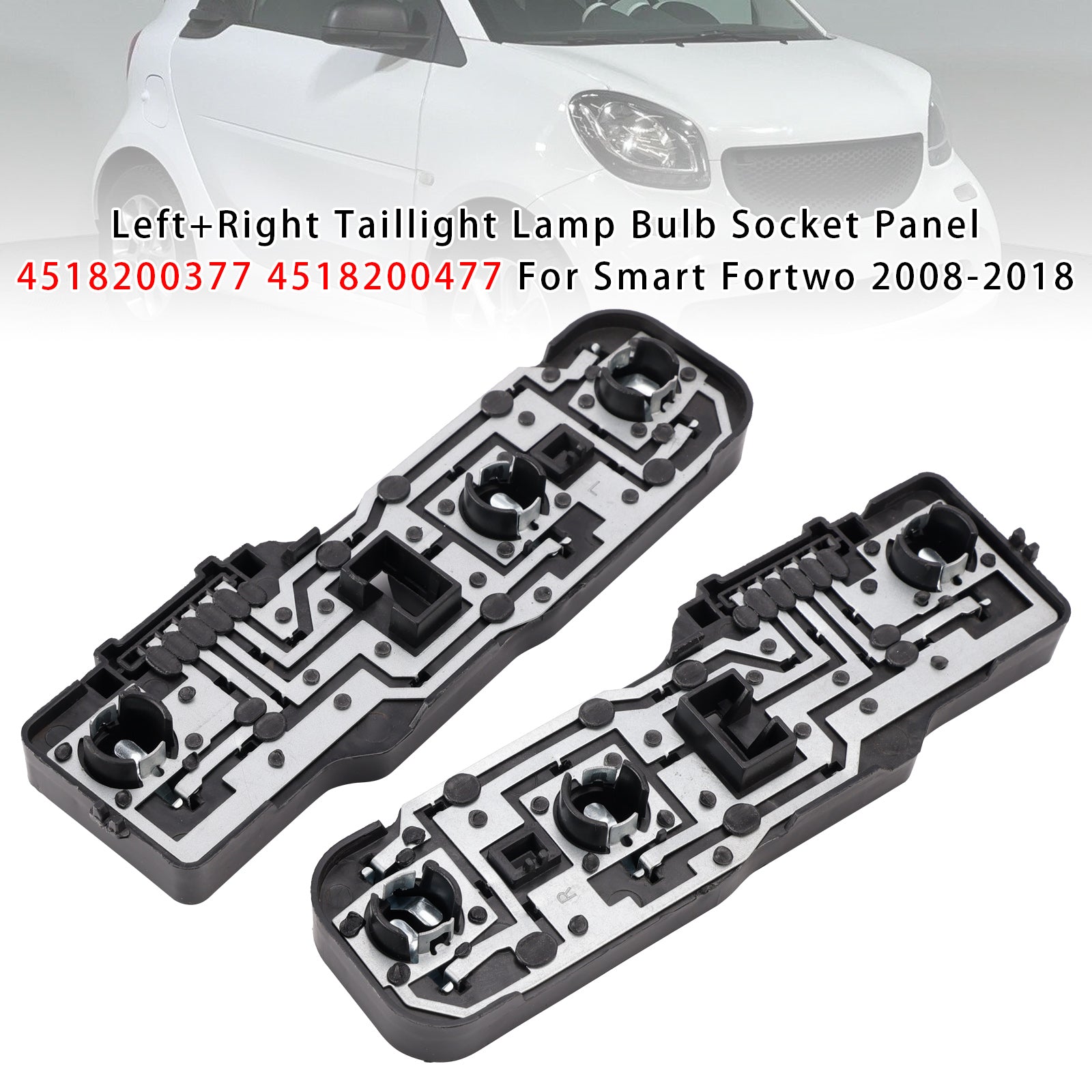 Left+Right Taillight Lamp Bulb Socket Panel For Smart Fortwo 2008-2018