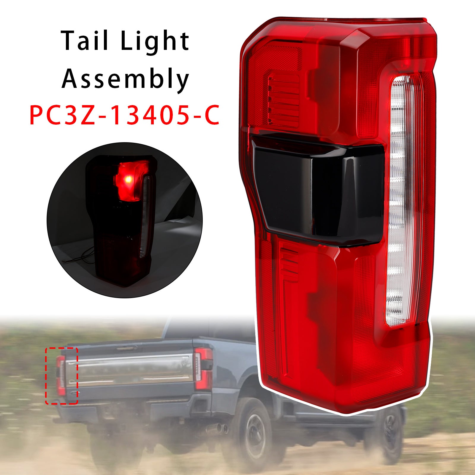 Left LED Tail Light With Blind Spot For Ford F-250 F350 F450 Super Duty 23-2026