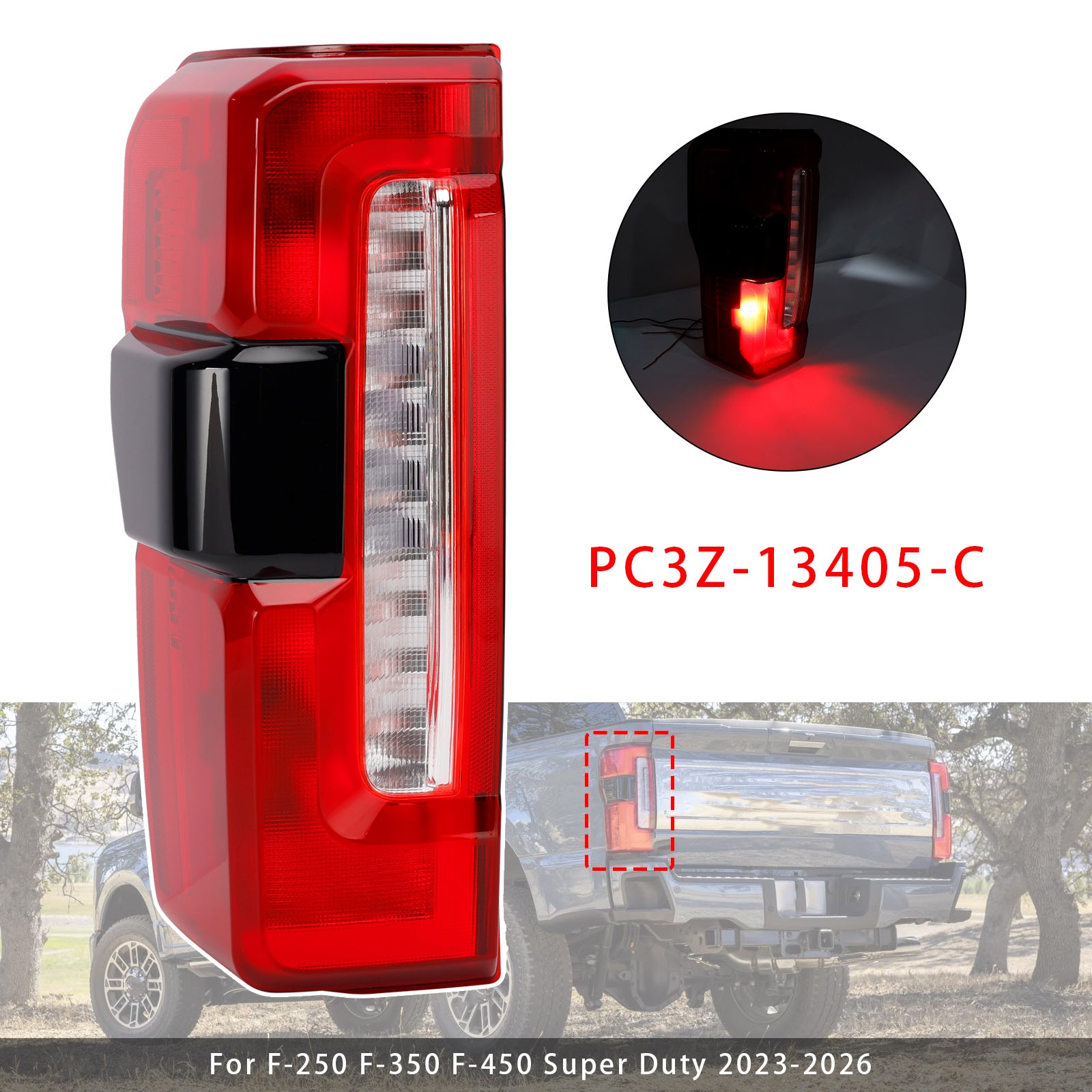 Left LED Tail Light With Blind Spot For Ford F-250 F350 F450 Super Duty 23-2026