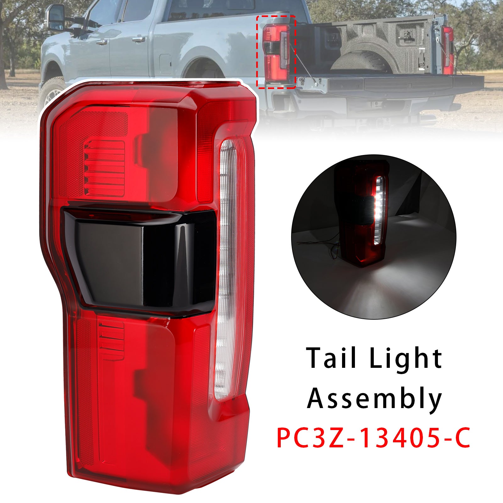 Left LED Tail Light With Blind Spot For Ford F-250 F350 F450 Super Duty 23-2026
