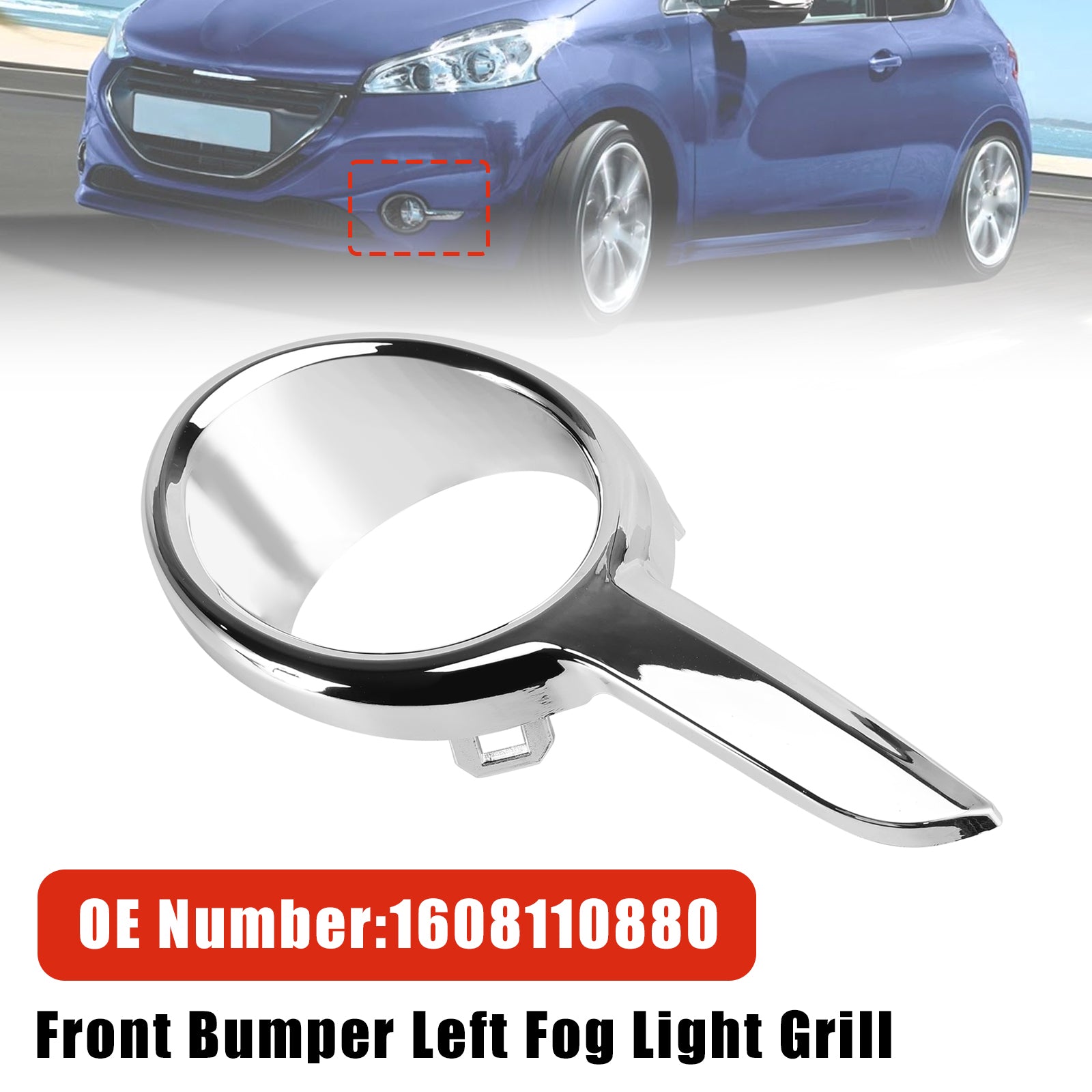 Front Bumper Left Fog Light Grill 1608110880 For Peugeot 208 2012-2015