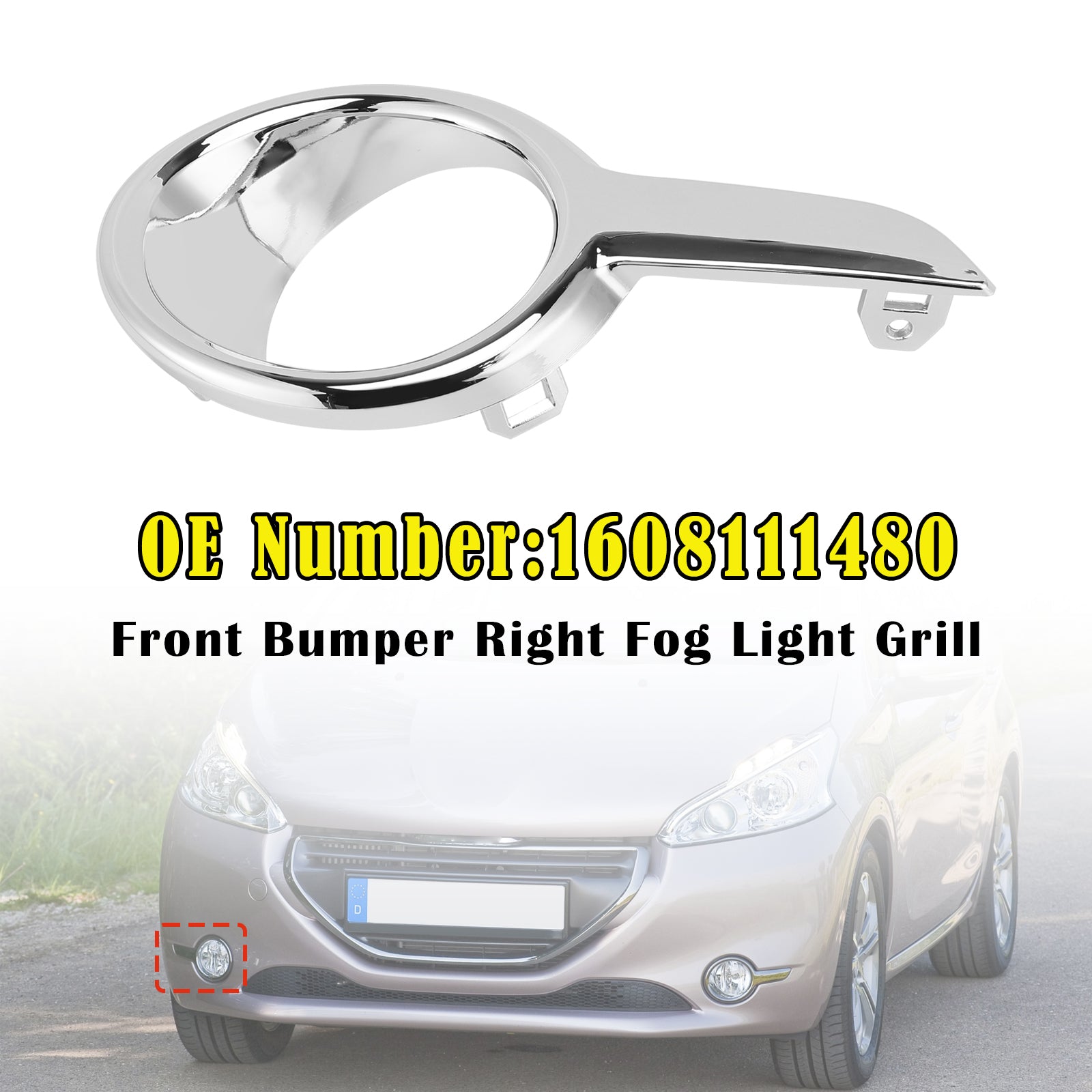 Front Bumper Right Fog Light Grill 1608111480 For Peugeot 208 2012-2015