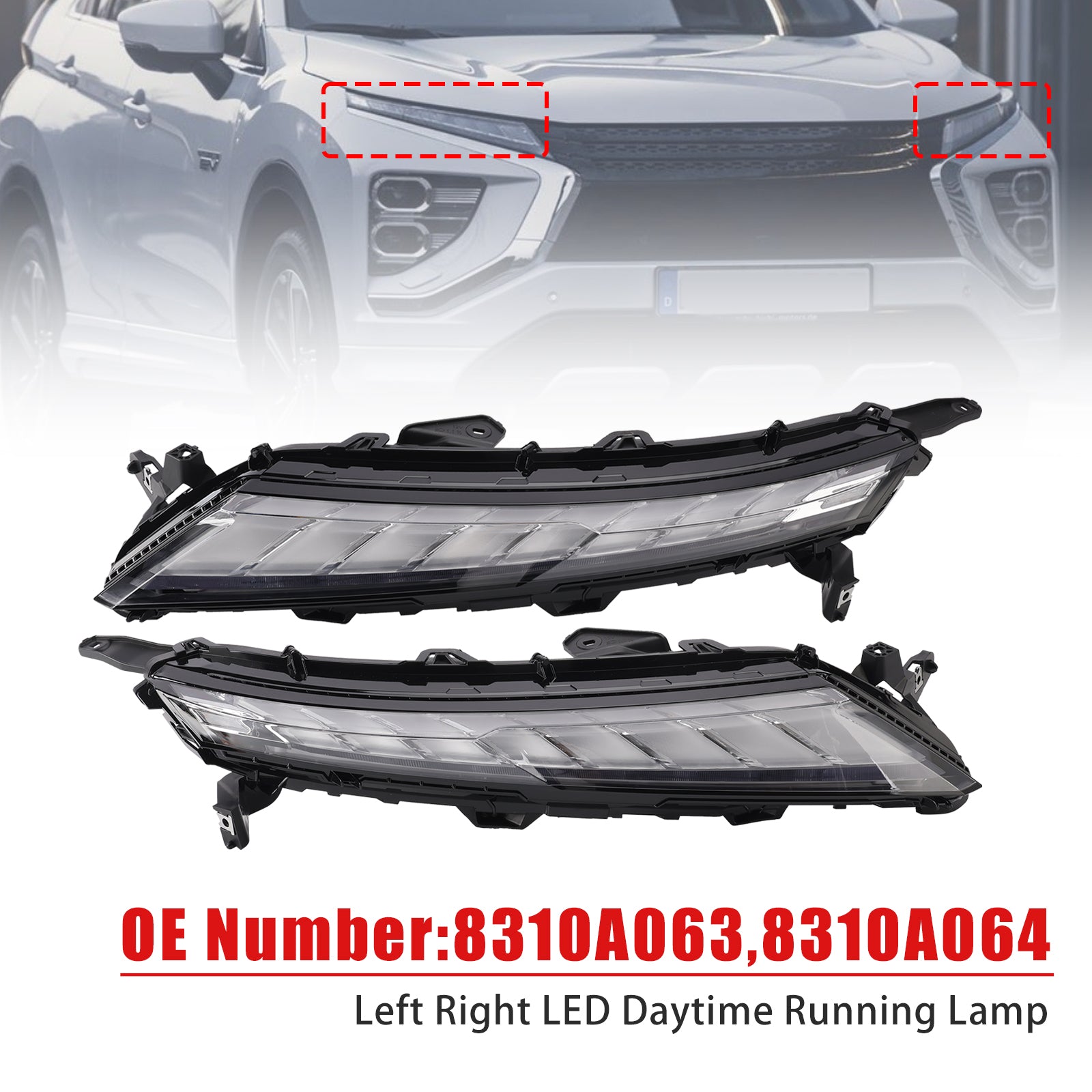 Left + Right Side Front LED DRL Lamp For Mitsubishi Eclipse Cross 2022-2026