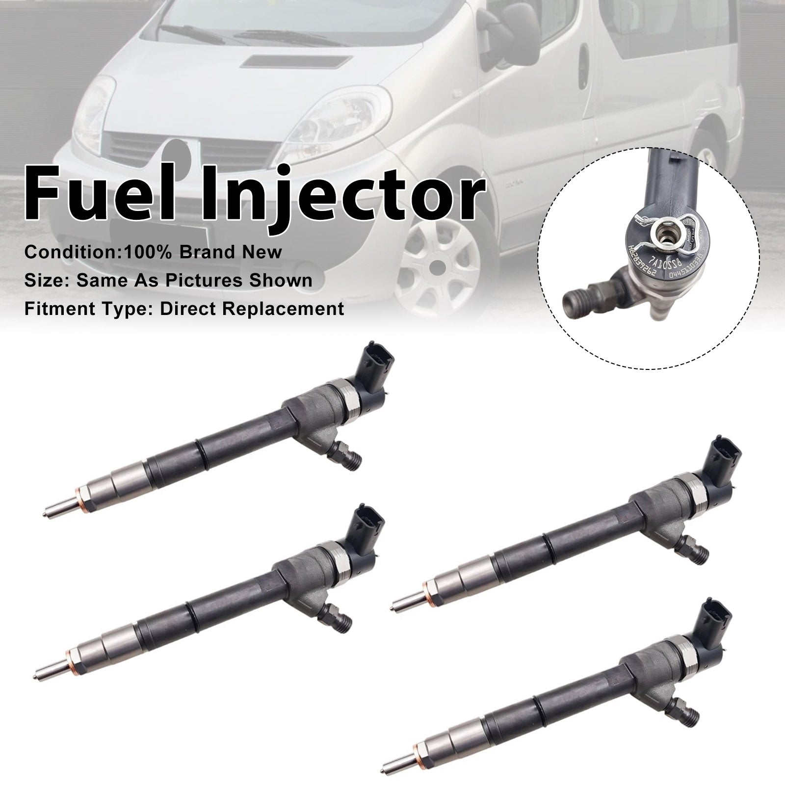 4Pcs Fuel Injector For Renault Trafic II For Opel Vivaro 2.0L 0445110338