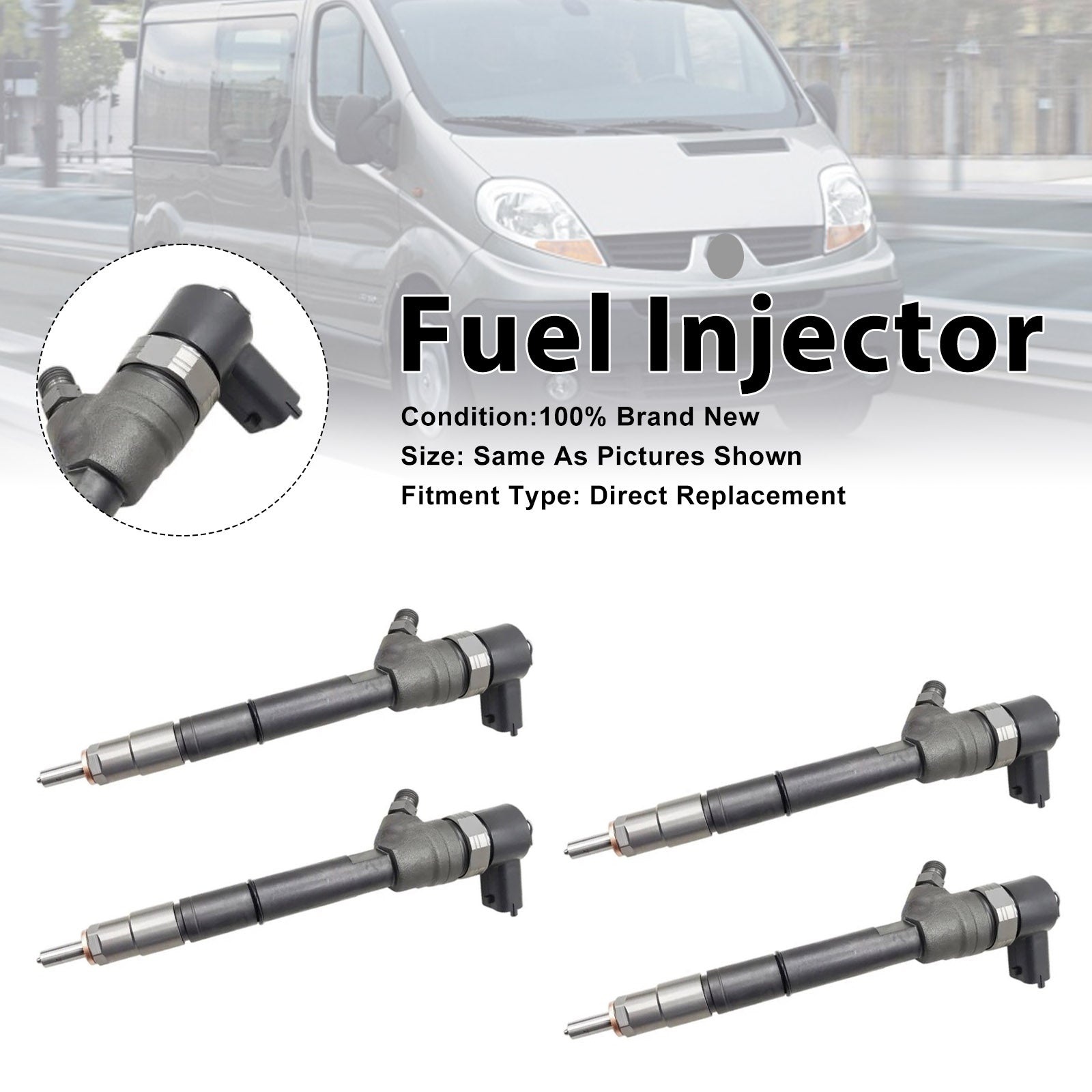 4Pcs Fuel Injector For Renault Trafic II For Opel Vivaro 2.0L 0445110338