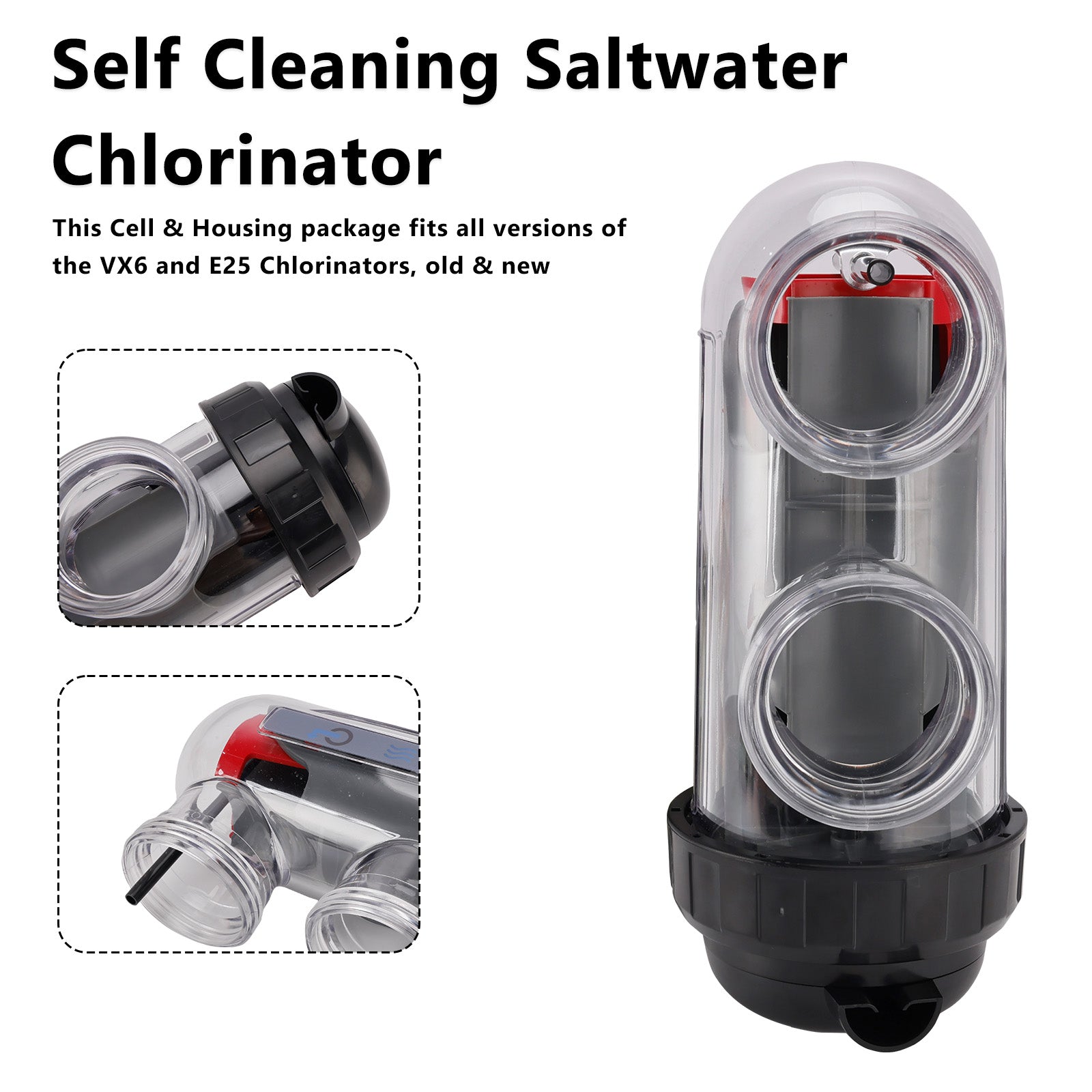 Saltwater Chlorinator Replacement Cell W Cell Housing For Astral/Hurlcon VX6/E25