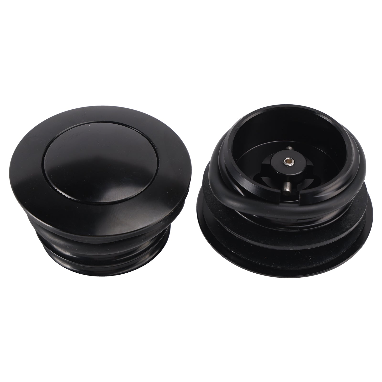 Black Pop-Up Gas Cap Set Vented For Softail Dyna Road King FXR 1982-2010