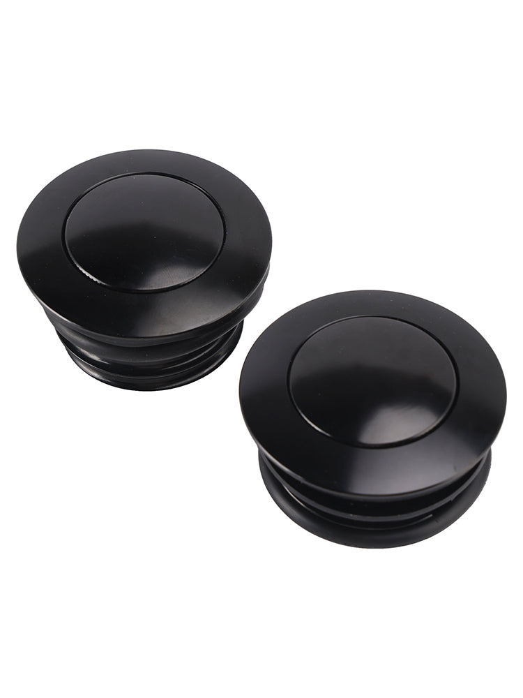Black Pop-Up Gas Cap Set Vented For Softail Dyna Road King FXR 1982-2010