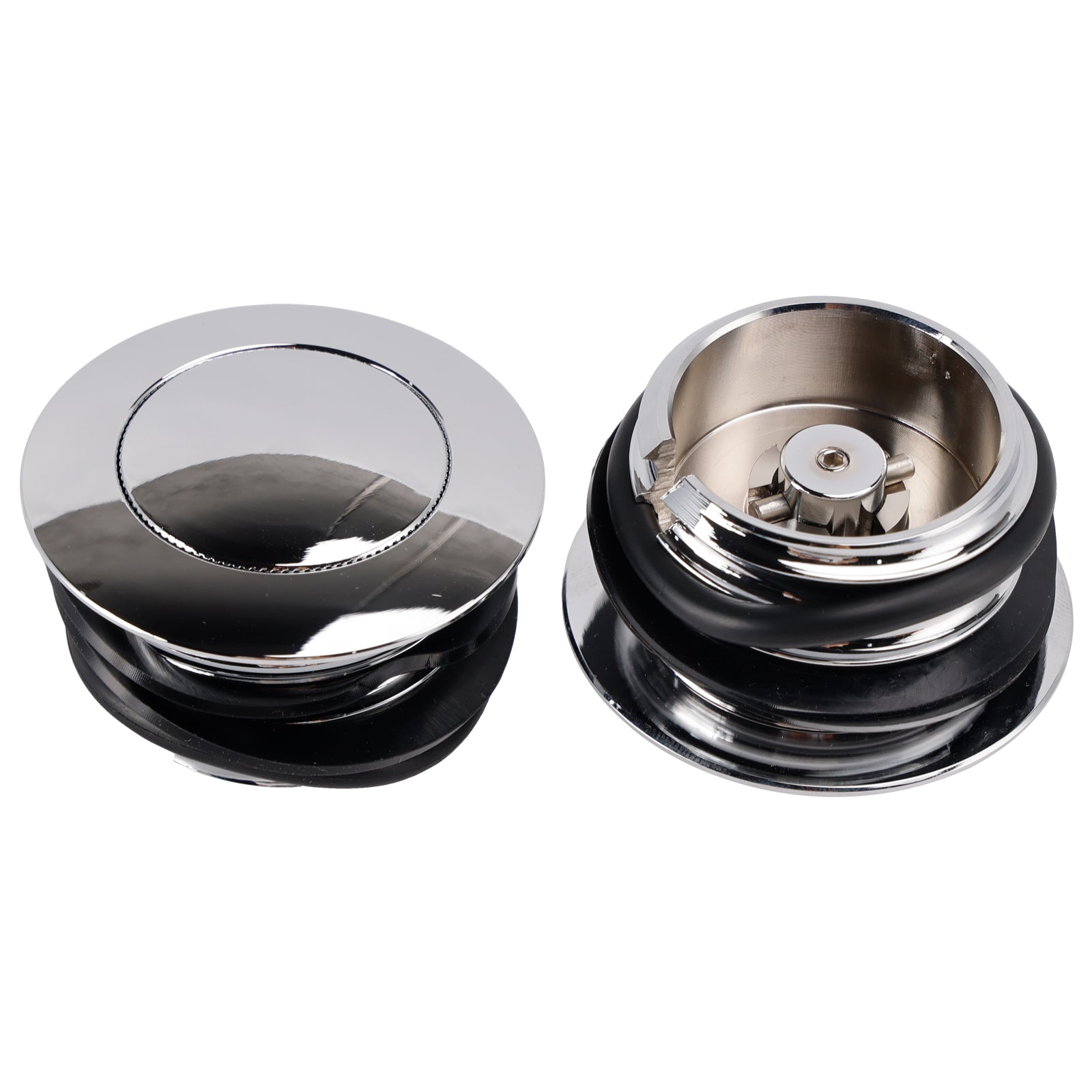 Chrome Pop-Up Gas Cap Set Vented For Softail Dyna Road King FXR 1982-2010