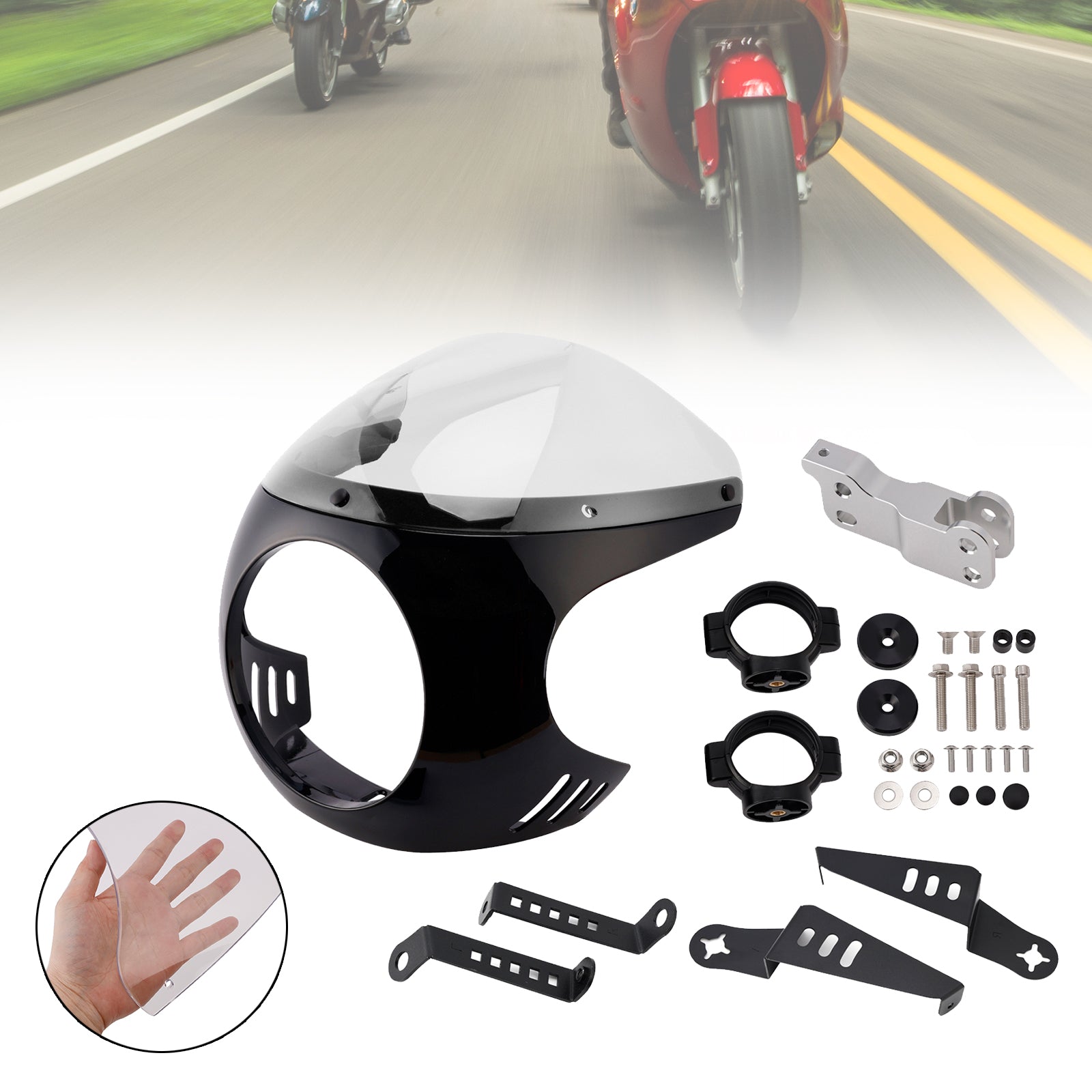 Windshield WindScreen fit for BMW R NINE T 2014-2024 Black+Clear