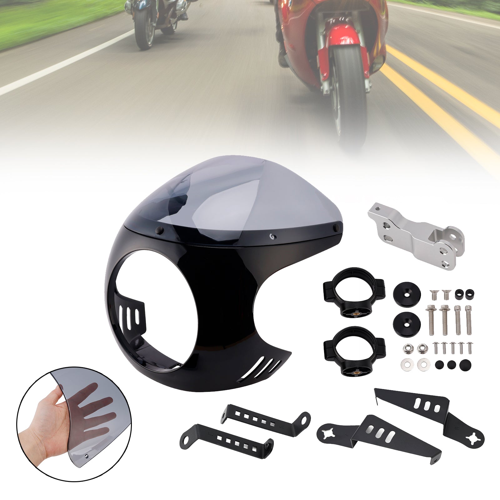 Windshield WindScreen fit for BMW R NINE T 2014-2024 Black+Gray