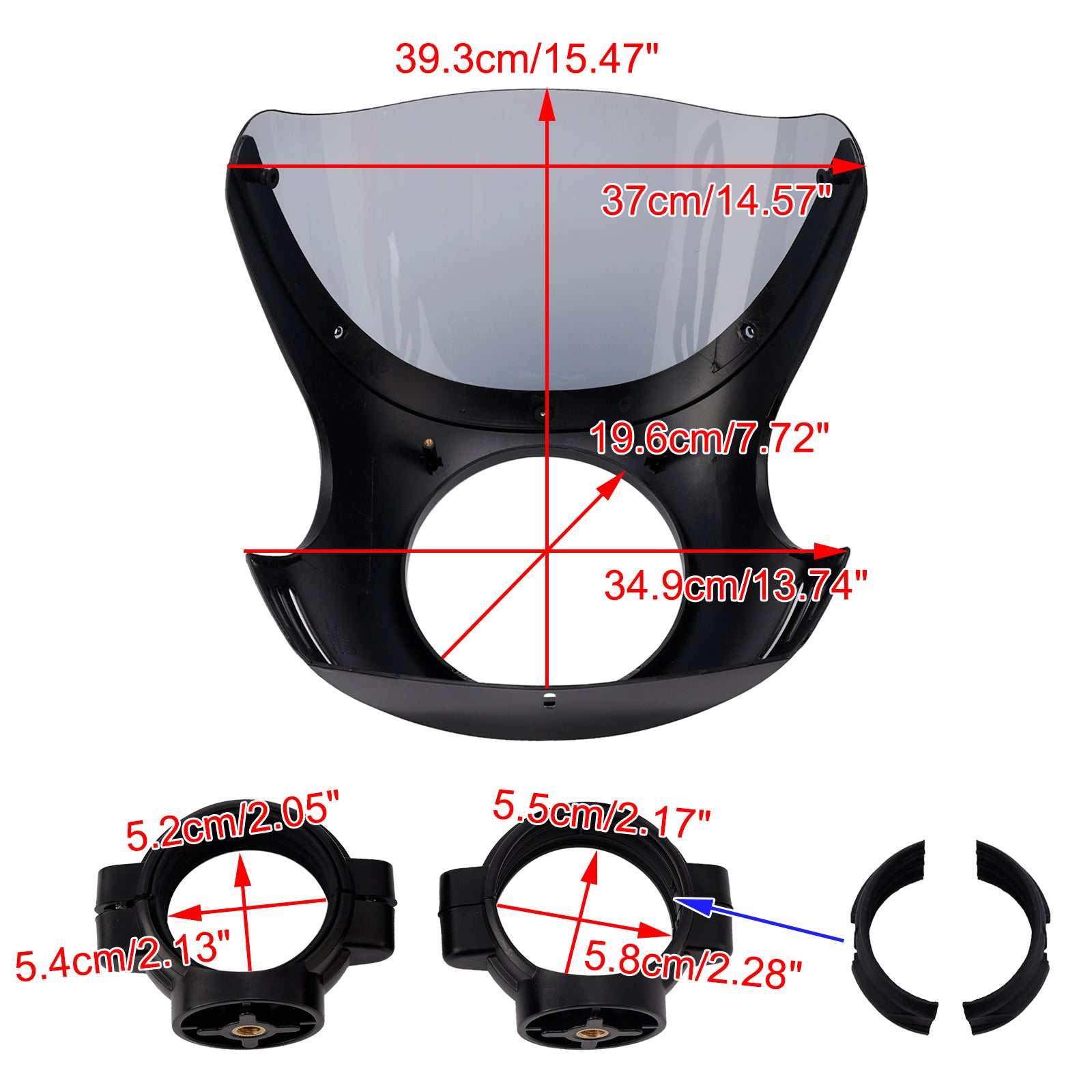 Windshield WindScreen fit for BMW R NINE T 2014-2024 Black+Gray