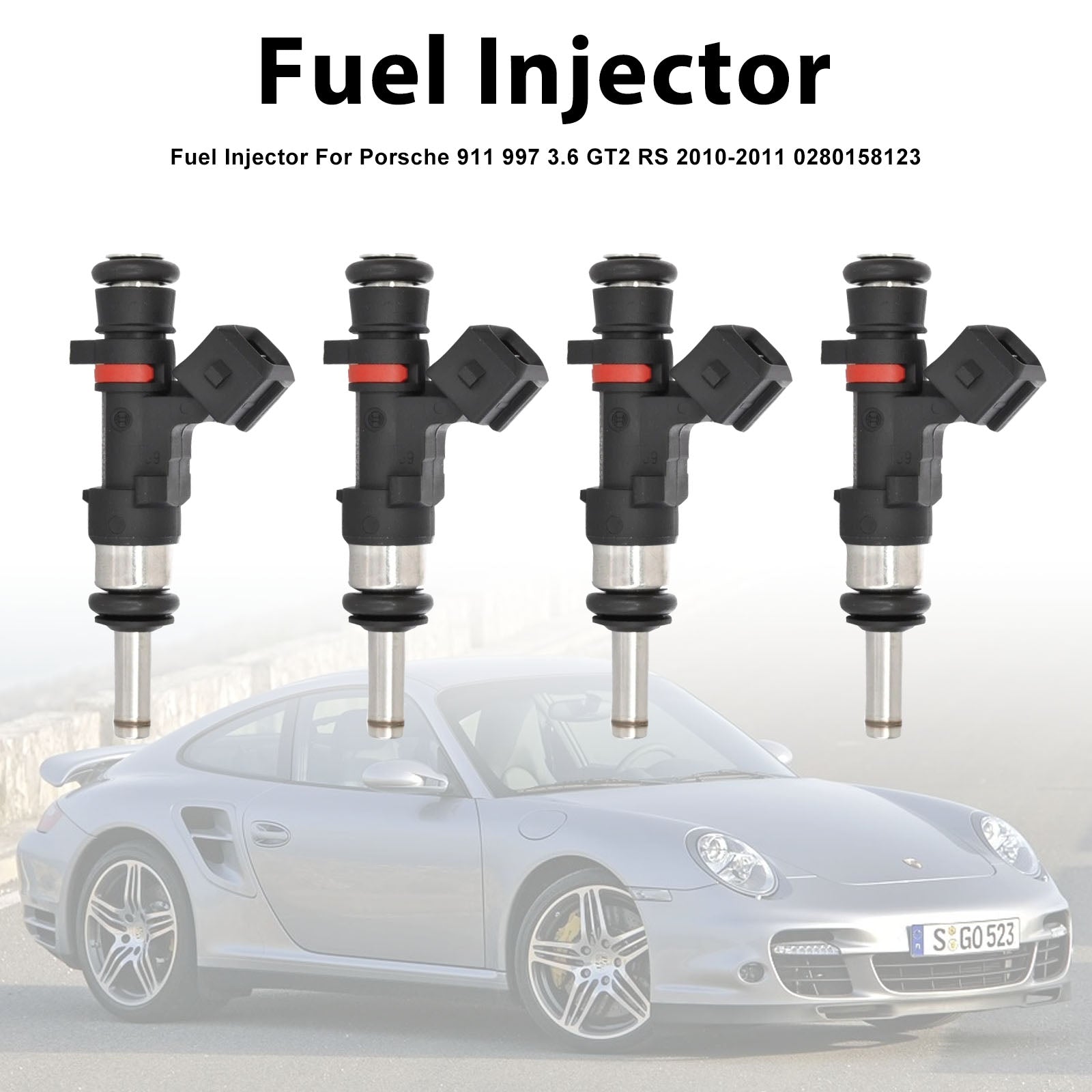 4Pcs Fuel Injector For Porsche 911 997 3.6 GT2 RS 2010-2011 0280158123