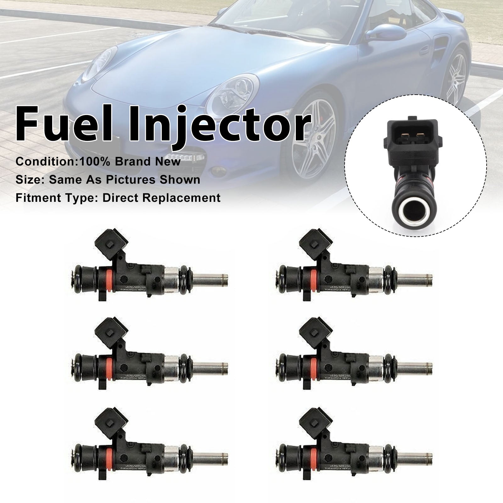 6Pcs Fuel Injector For Porsche 911 997 3.6 GT2 RS 2010-2011 0280158123