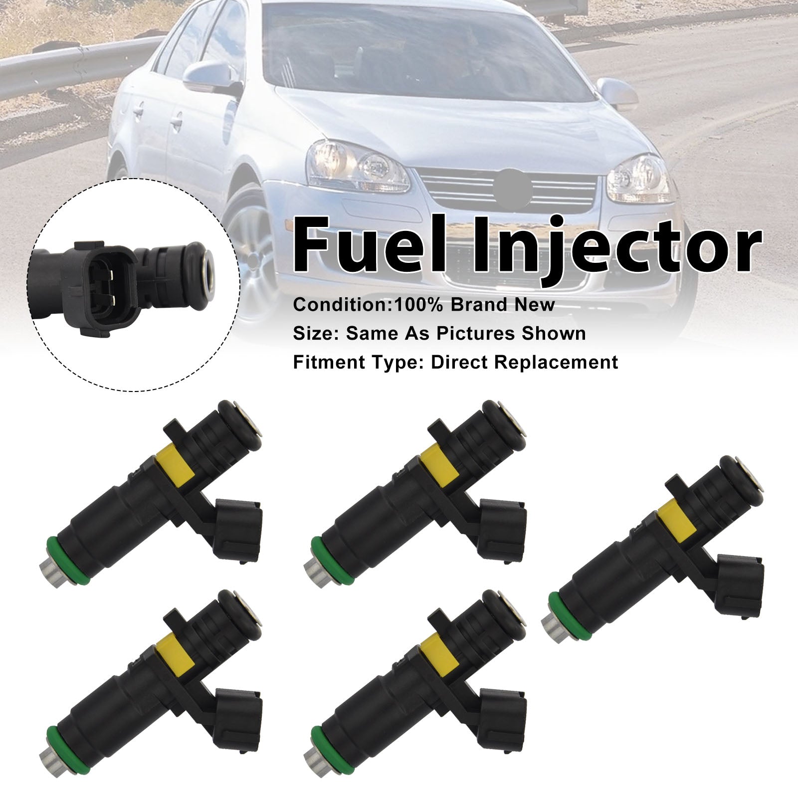 5Pcs Fuel Injector For Volkswagen Bora 2.5 2006 Jetta 2005-2006 07K906031B